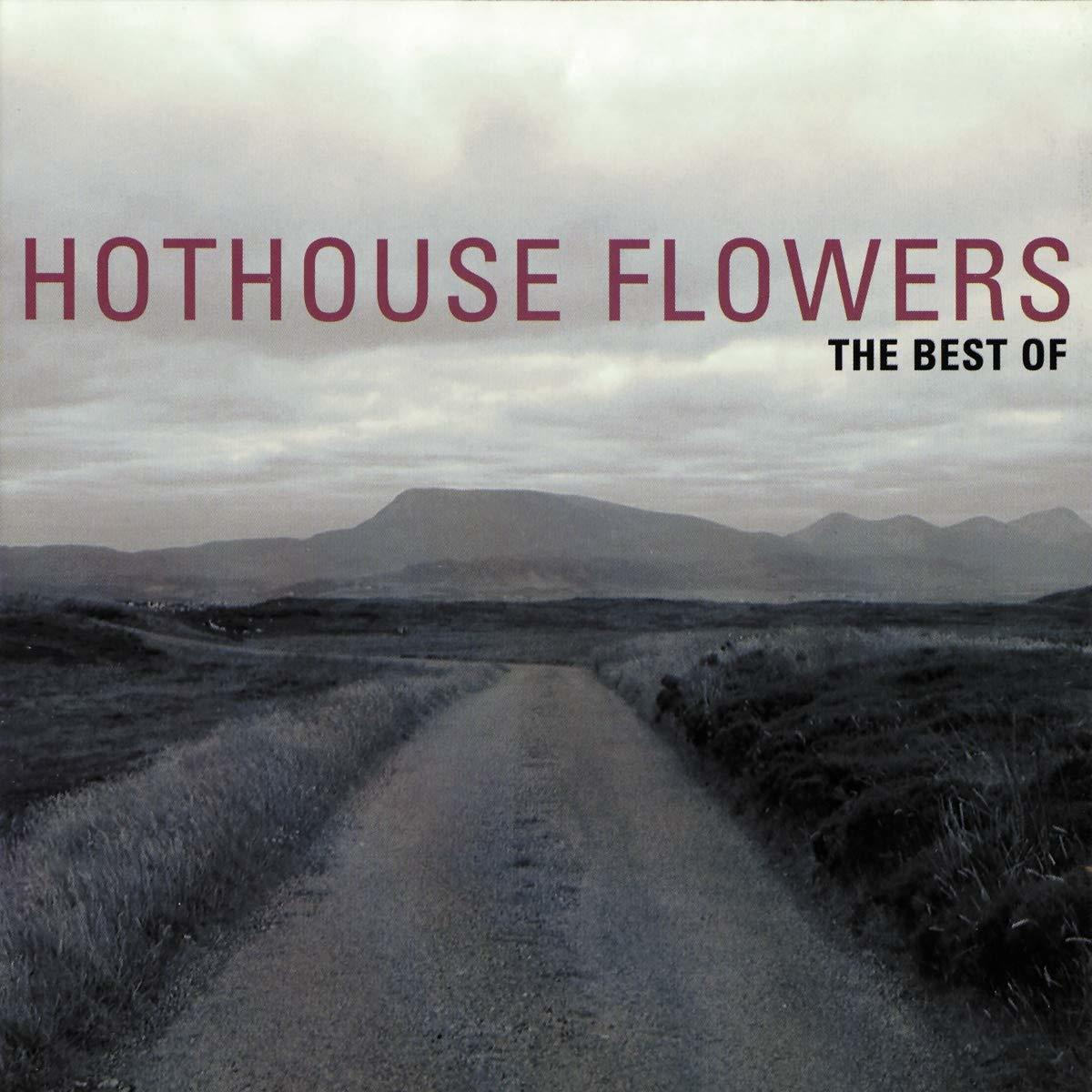 Couverture de l'album de Hothouse Flowers, 'The Best Of'. Route à travers champ vers montagnes.
