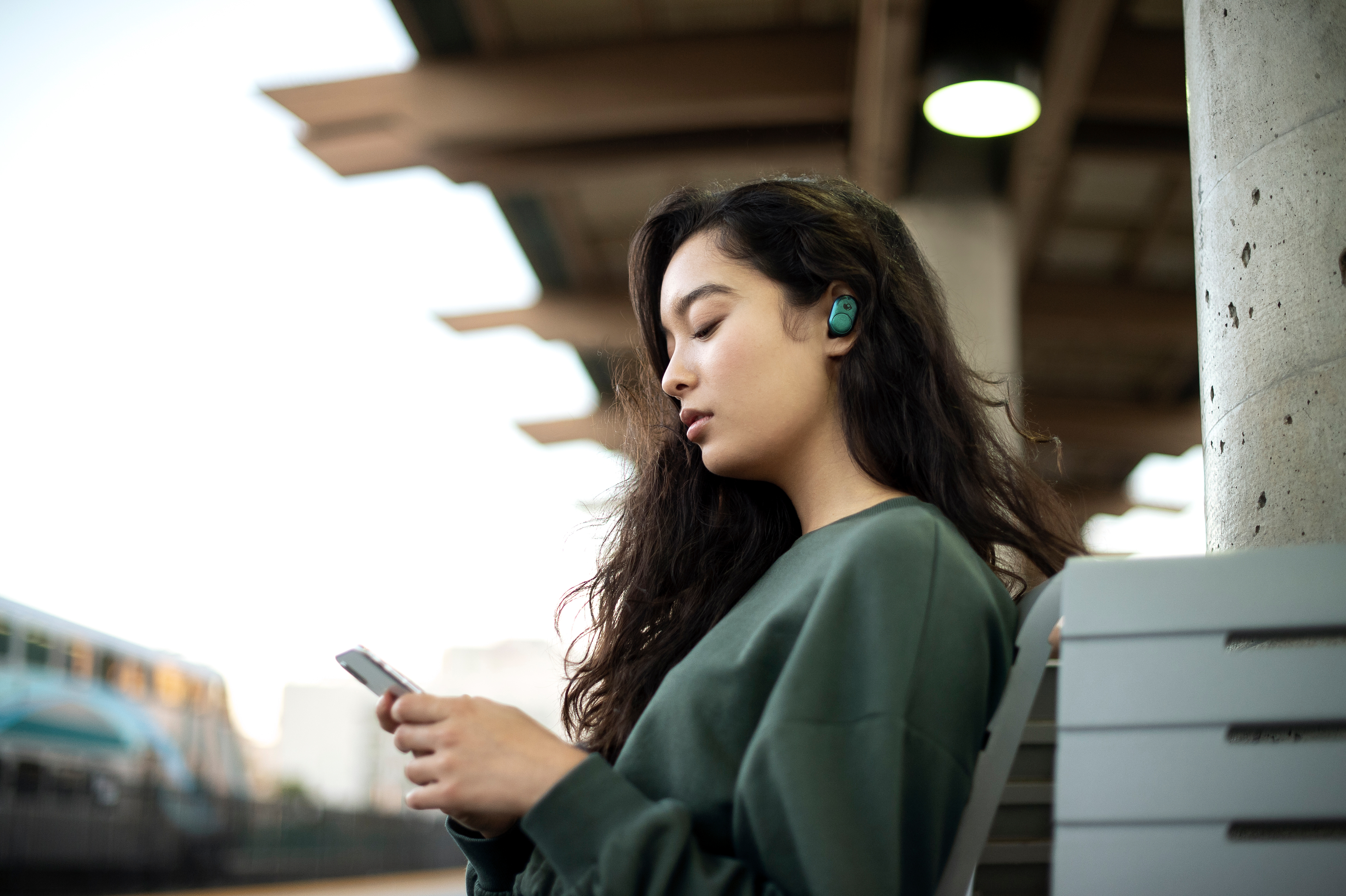 SKULLCANDY Push, In-ear Kopfhörer Bluetooth Dunkelgrün