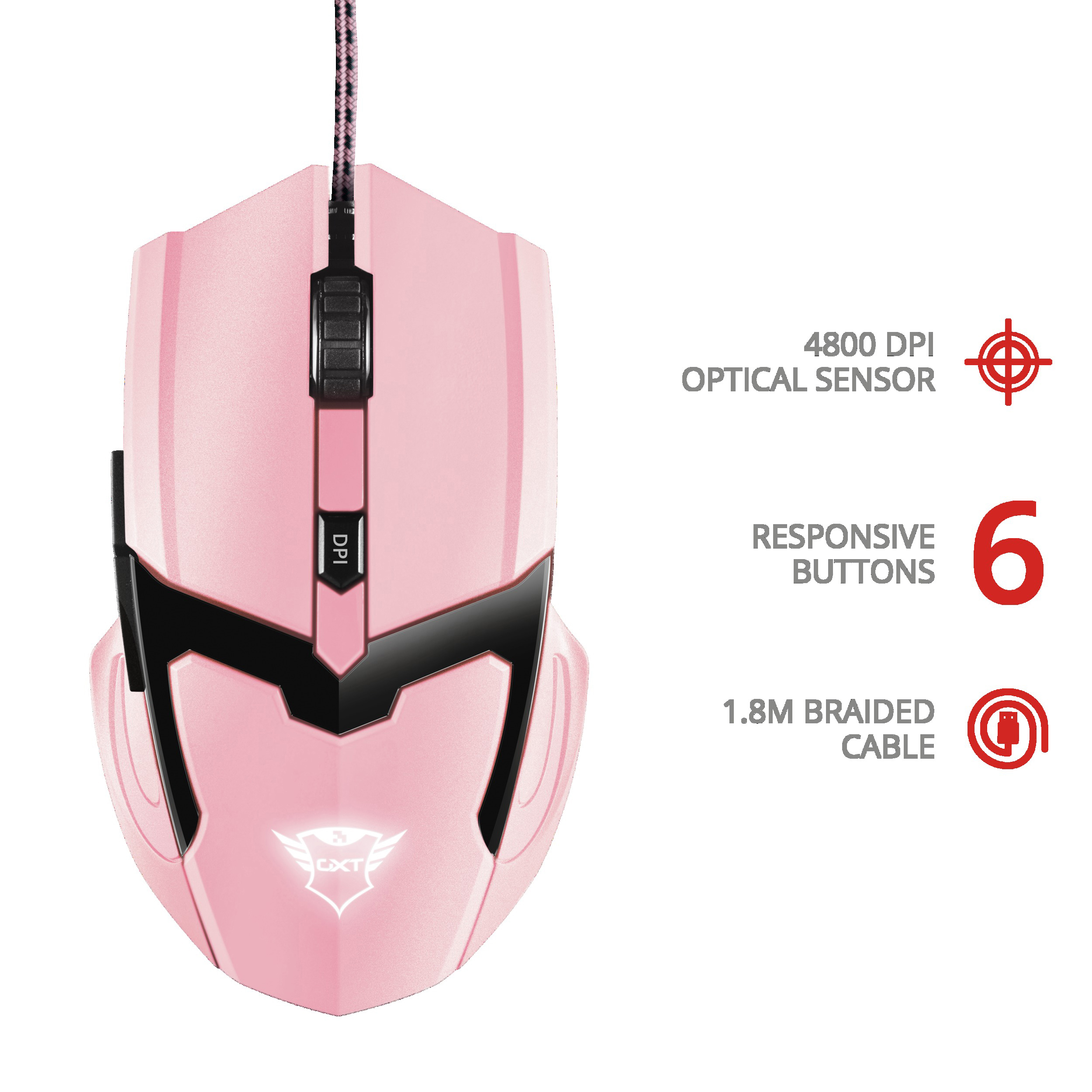 TRUST Gaming GXT 101P Gav Gaming-Maus, Rosa