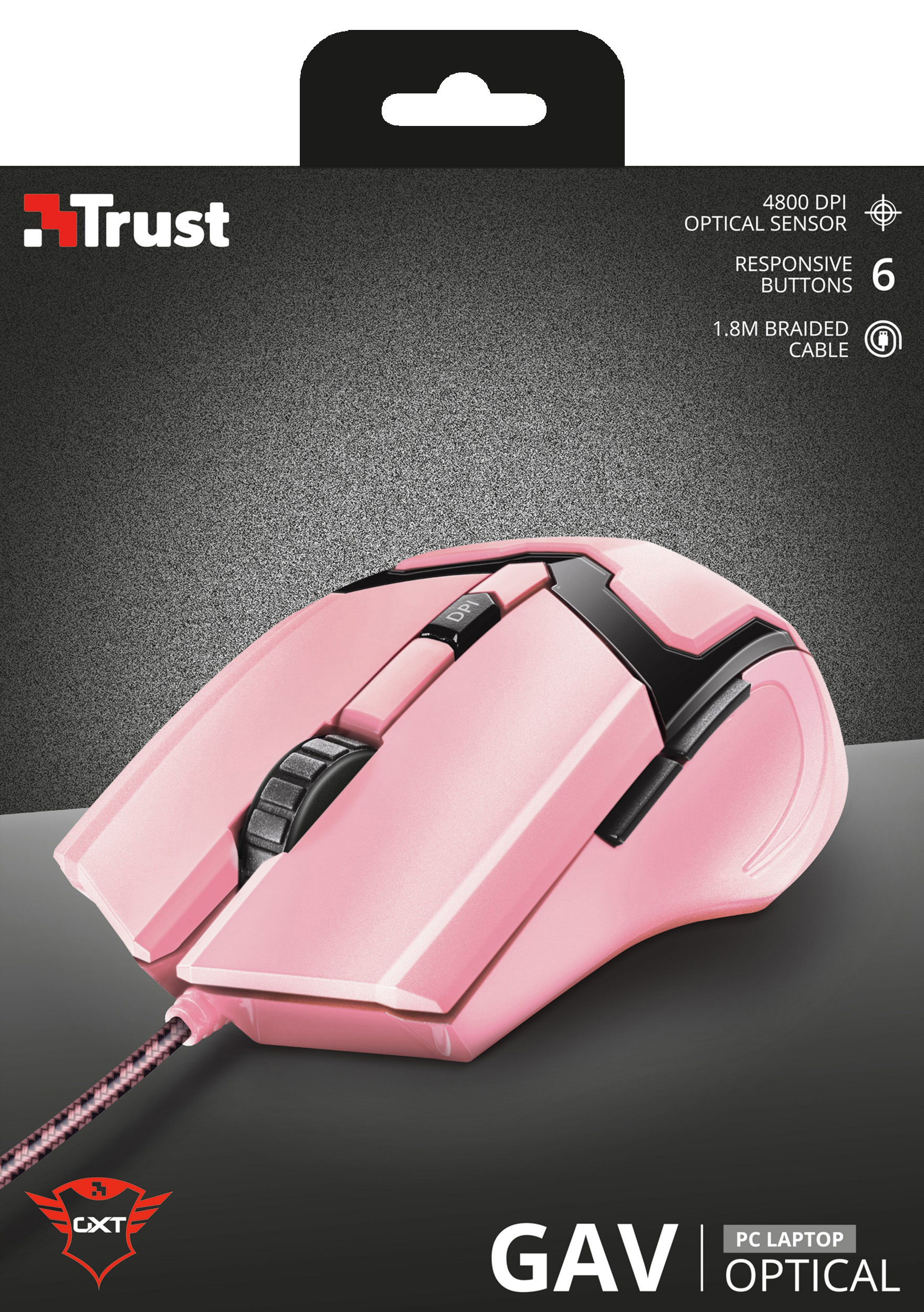 TRUST Gaming GXT 101P Gav Gaming-Maus, Rosa