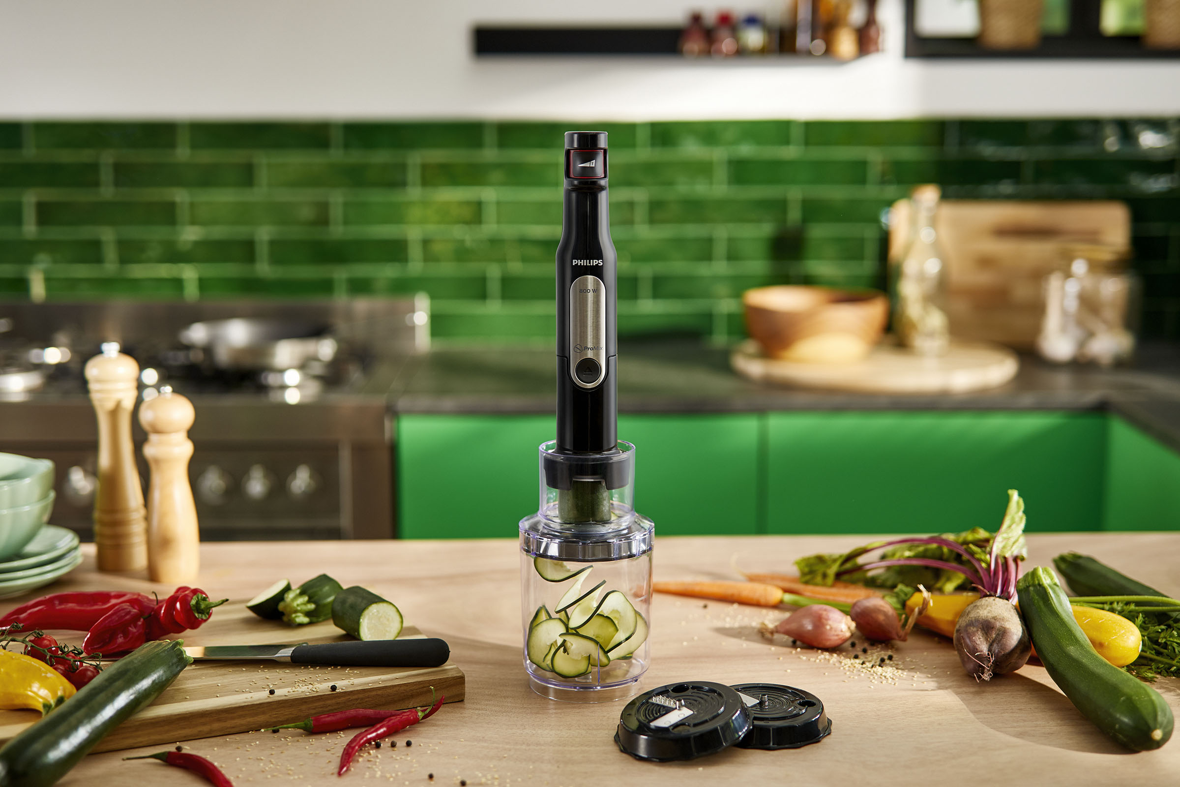 PHILIPS HR2657/90 Viva Collection Edelstahlklinge, variable Geschwindigkeit, Stabmixer Schwarz/Edelstahl (800 Watt, Zerkleinerer 1 Liter, Mixbecher 0.7 l)