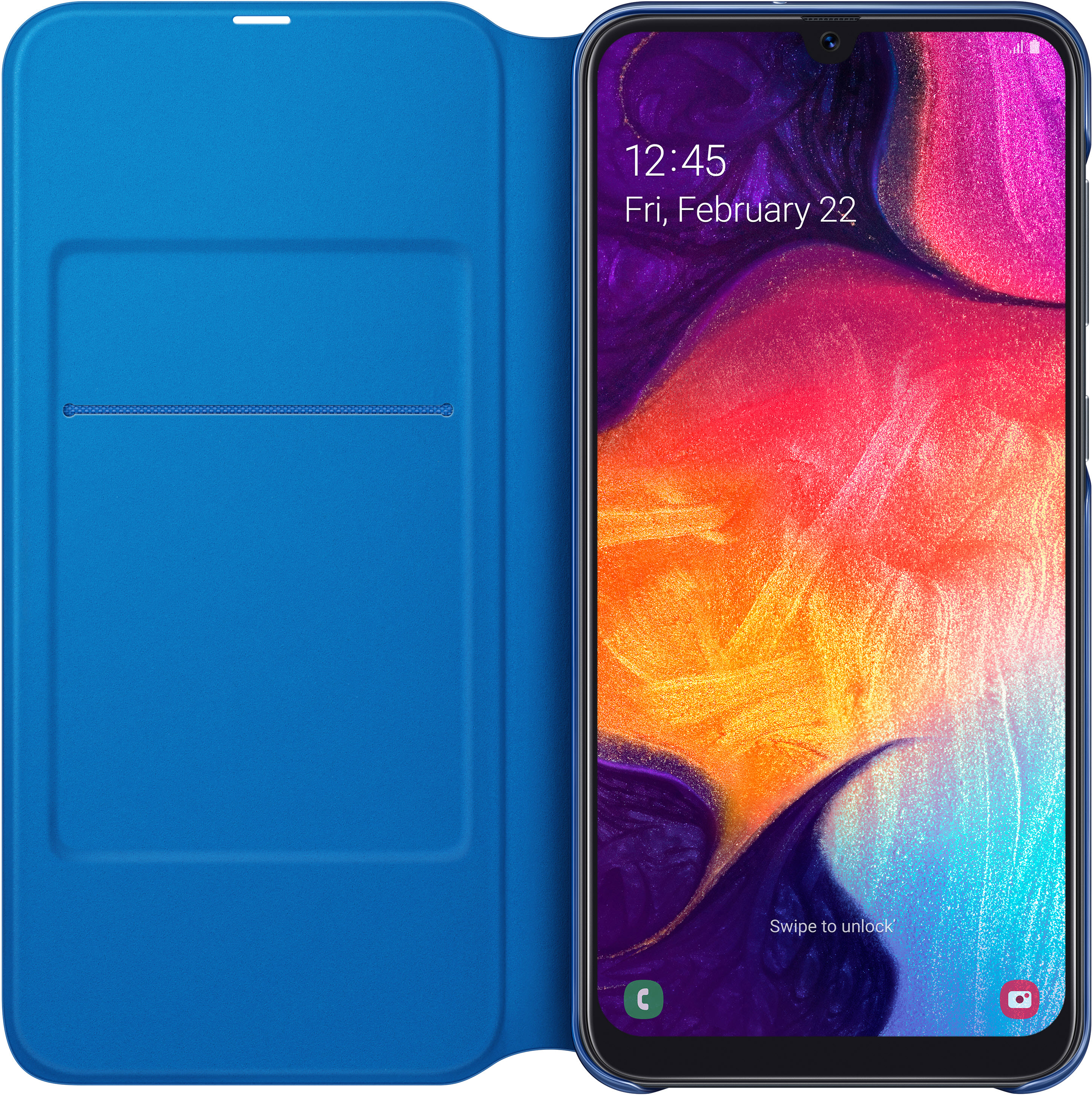 SAMSUNG Flip Cover mit Visitenkartenfach, Bookcover, Samsung, Galaxy A50, dunkel Blau