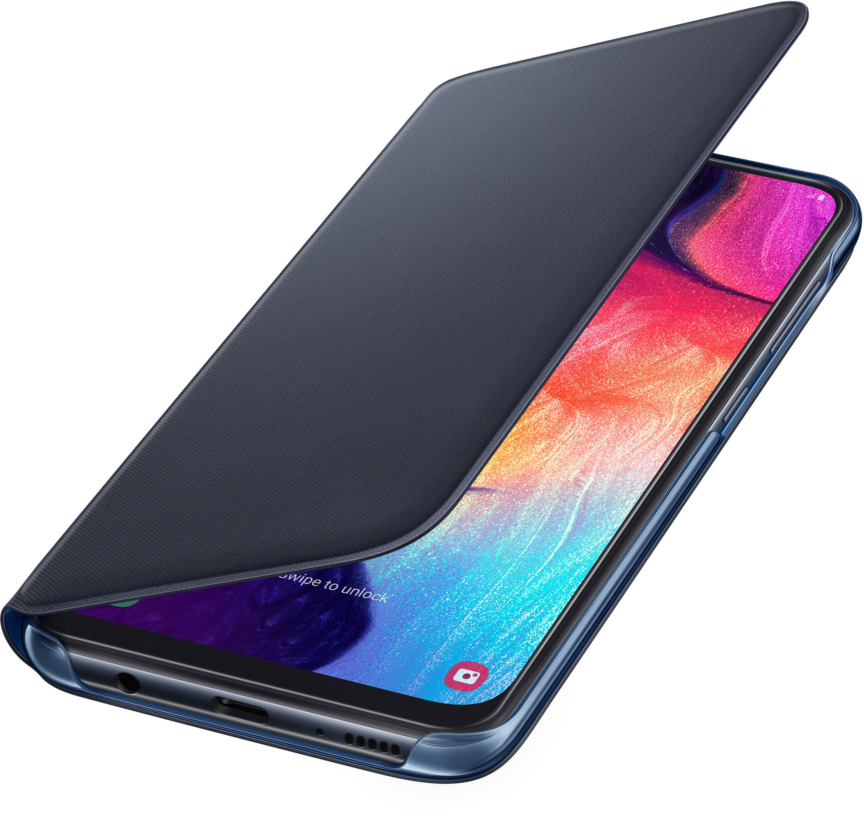 SAMSUNG Flip Cover mit Visitenkartenfach, Bookcover, Samsung, Galaxy A50, dunkel Blau