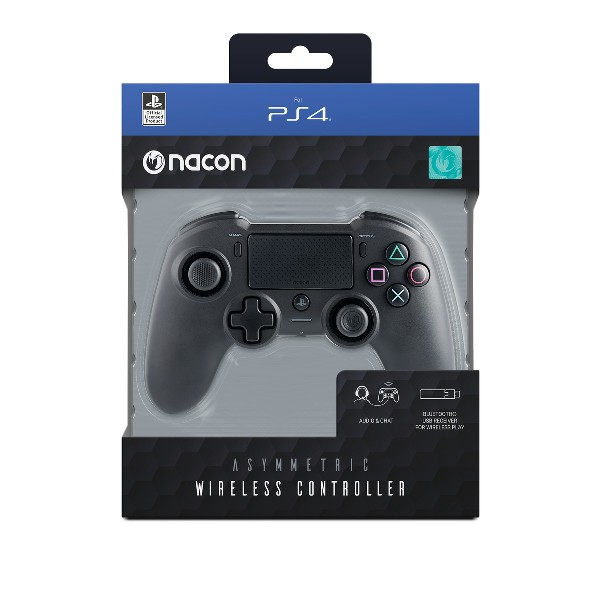 Mando inalámbrico PS4 negro y gris en su caja.