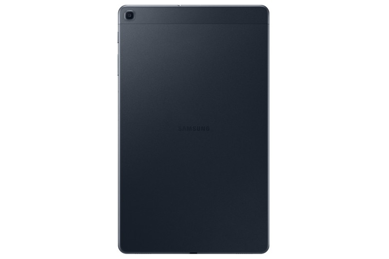Tableta Samsung azul oscuro, vista trasera. El logotipo de Samsung es visible.