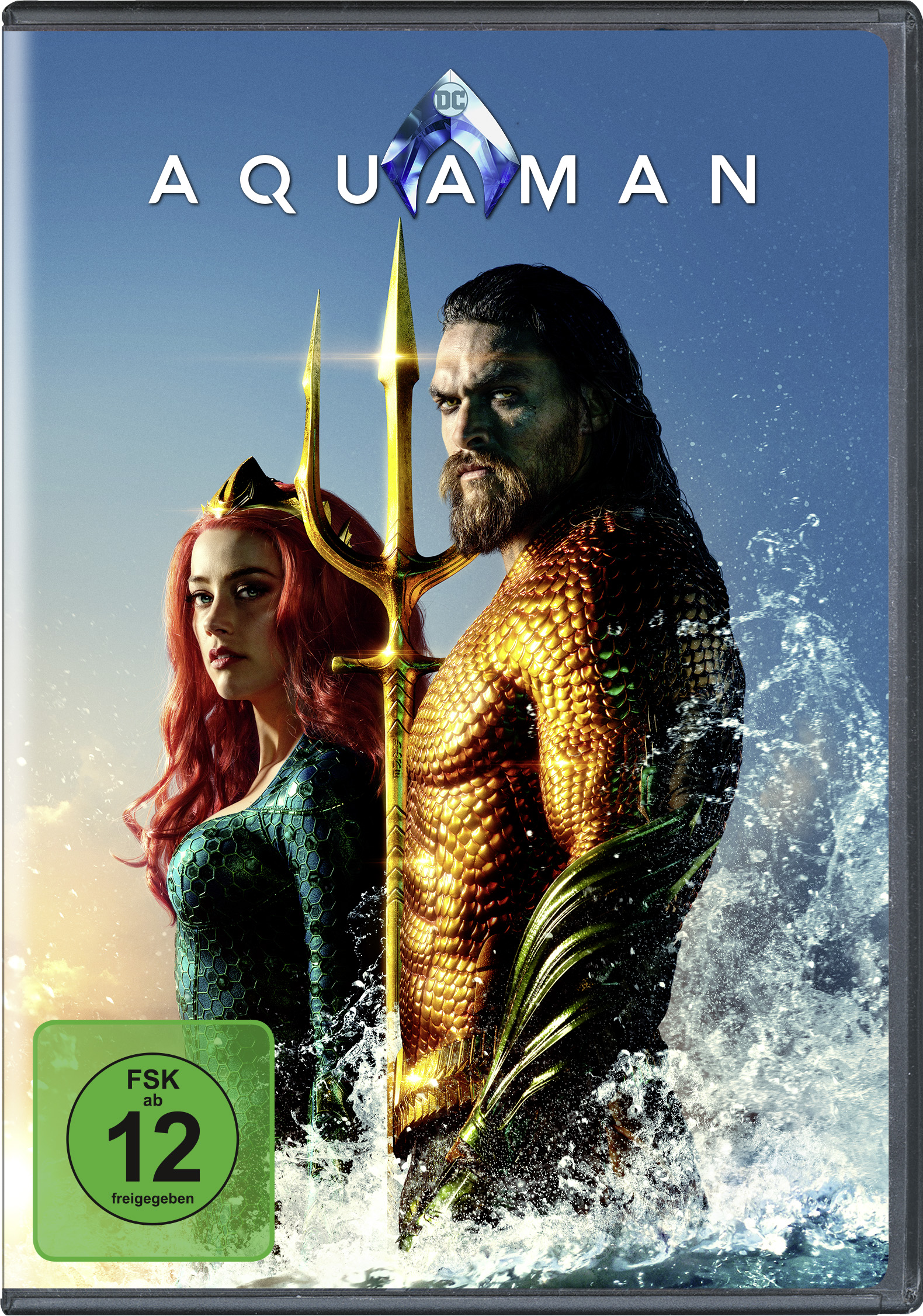 Aquaman-Filmplakat: Aquaman und Mera stehen vor Wasser, mit dunklem Hintergrund.
