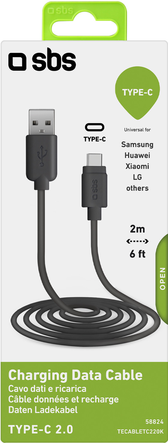 Schwarz-graues Ladedatenkabel mit USB- und Typ-C-Anschlüssen.