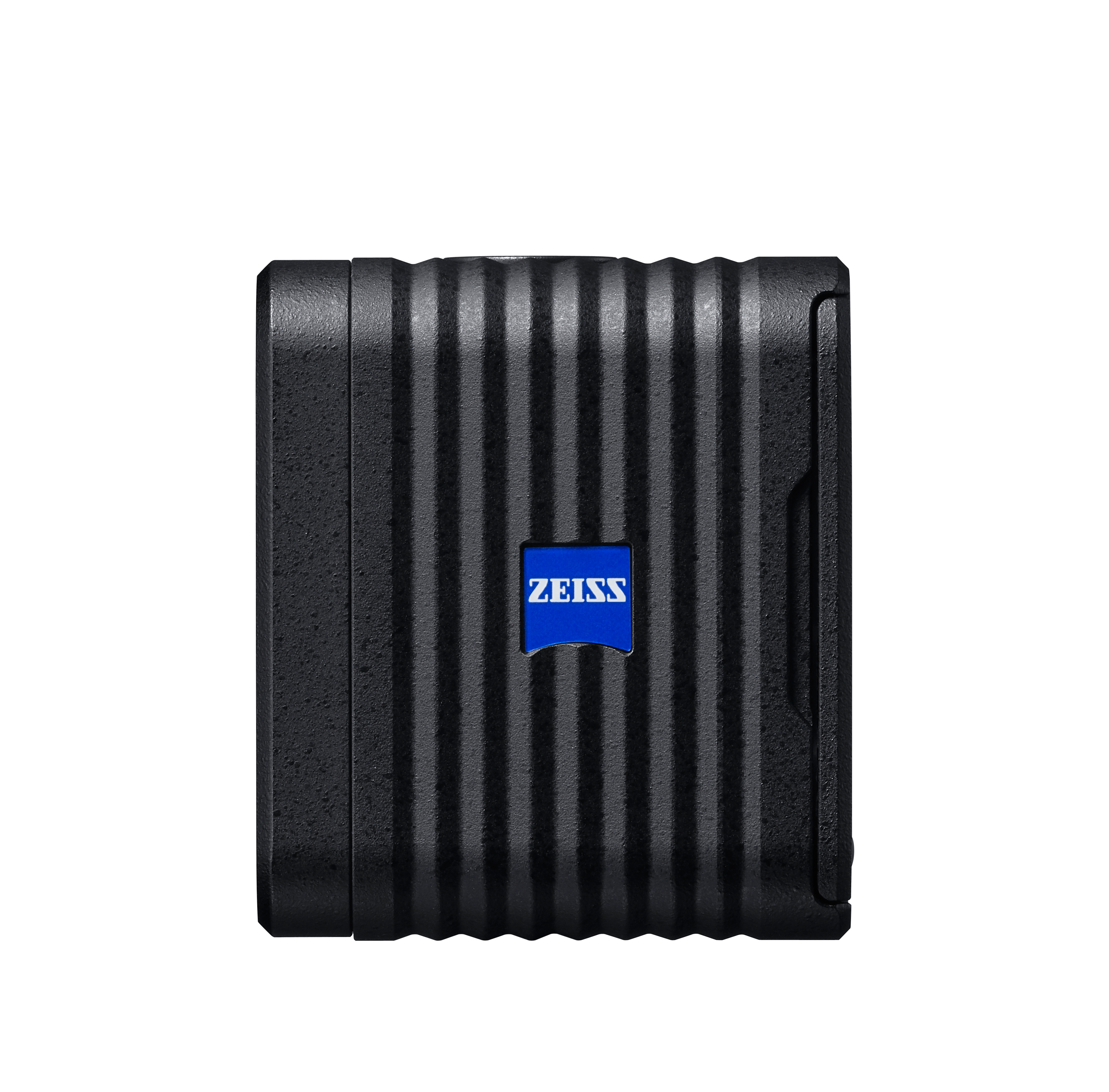 Ein schwarzes Zeiss Kamera-Zubehör mit blauem Zeiss-Logo auf der Vorderseite.