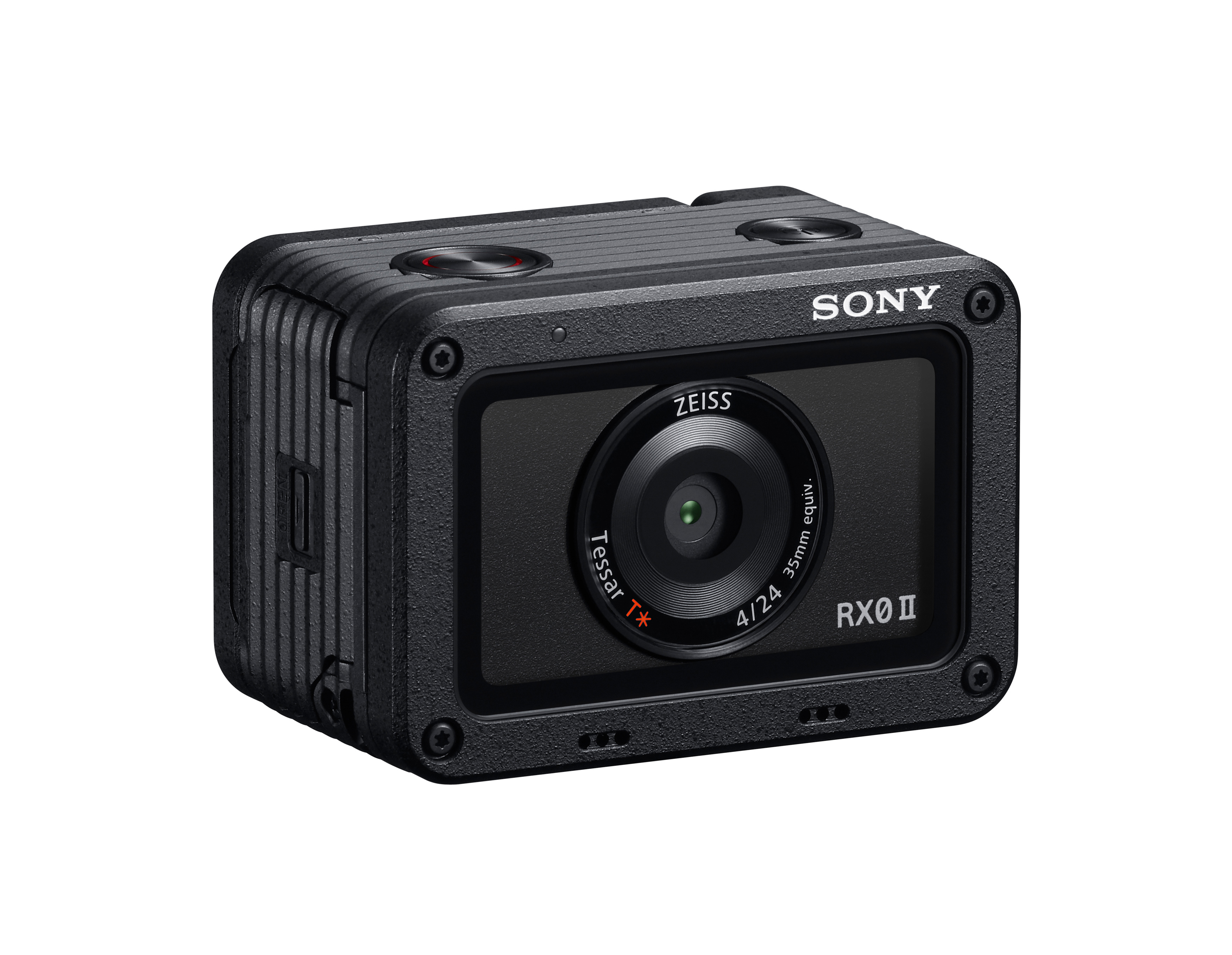 Eine schwarze Sony RX0 II Kamera wird angezeigt.