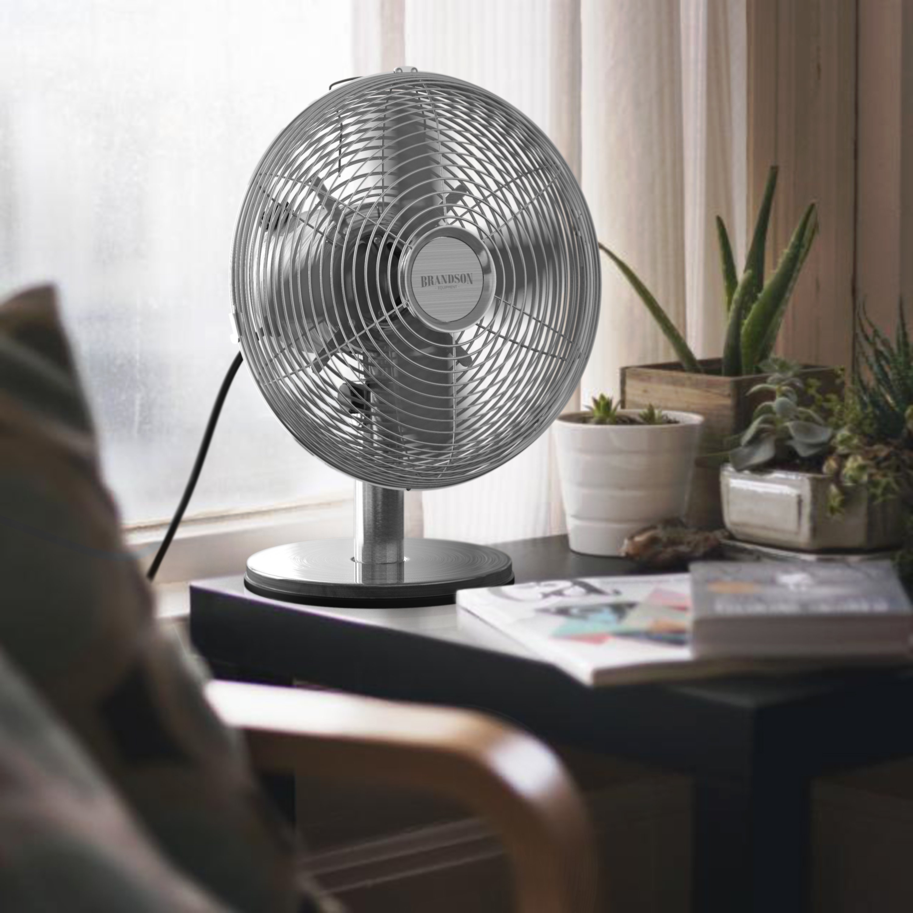 BRANDSON 303056 Tischventilator Silber (30 Watt)
