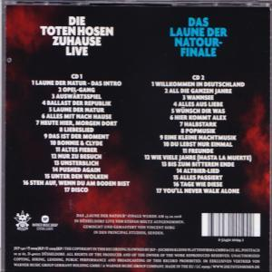 Rückseite einer CD-Hülle mit Songtiteln und Bandinformationen. Der Bandname ist auf Deutsch.