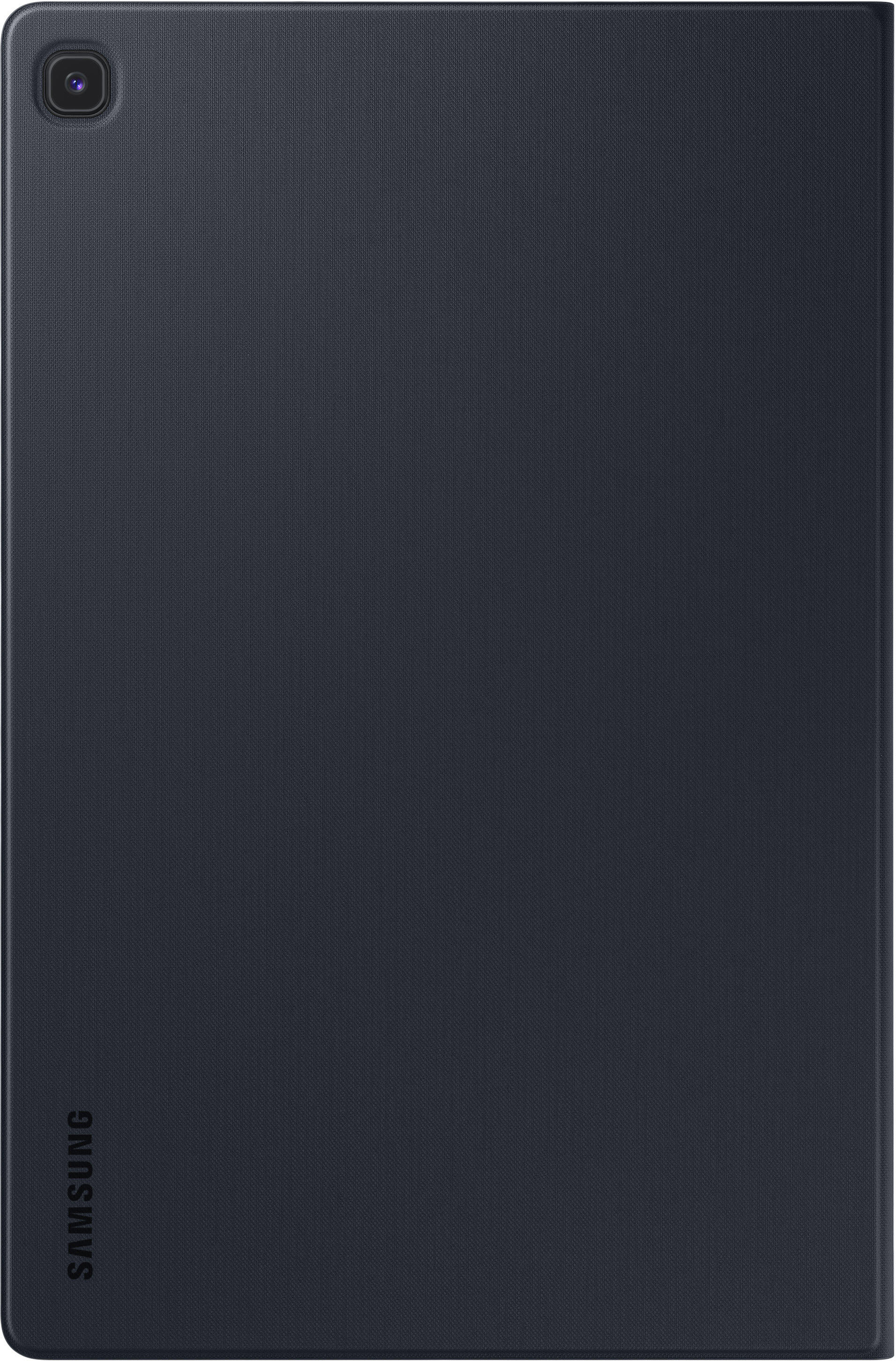 Dunkelblaues Tablet mit Kamera auf strukturierter Oberfläche.