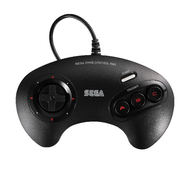 Consola - SEGA Mega Drive Mini, 42 juegos, 2 mandos, Negro