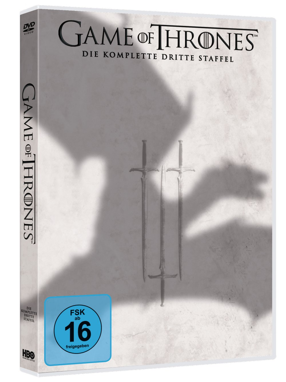 Game of Thrones DVD-Box mit dem Logo der Serie und Schwertern.