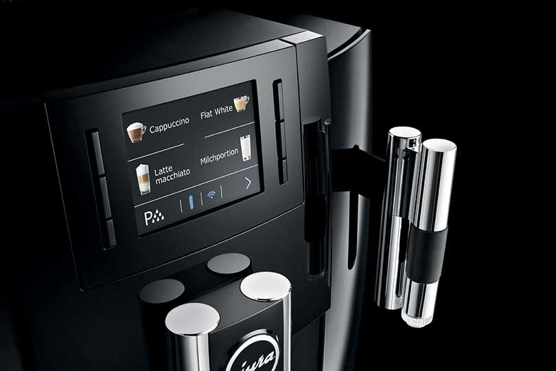 JURA Kaffevollautomaten E80 Piano Black Kaffeevollautomaten (Schwarz, AromaG3 -Mahlwerk, 15 bar)