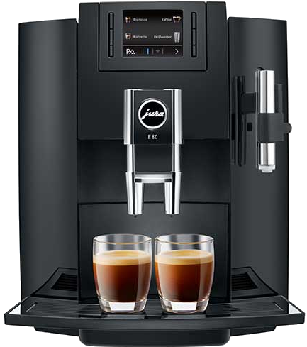 JURA Kaffevollautomaten E80 Piano Black Kaffeevollautomaten (Schwarz, AromaG3 -Mahlwerk, 15 bar)
