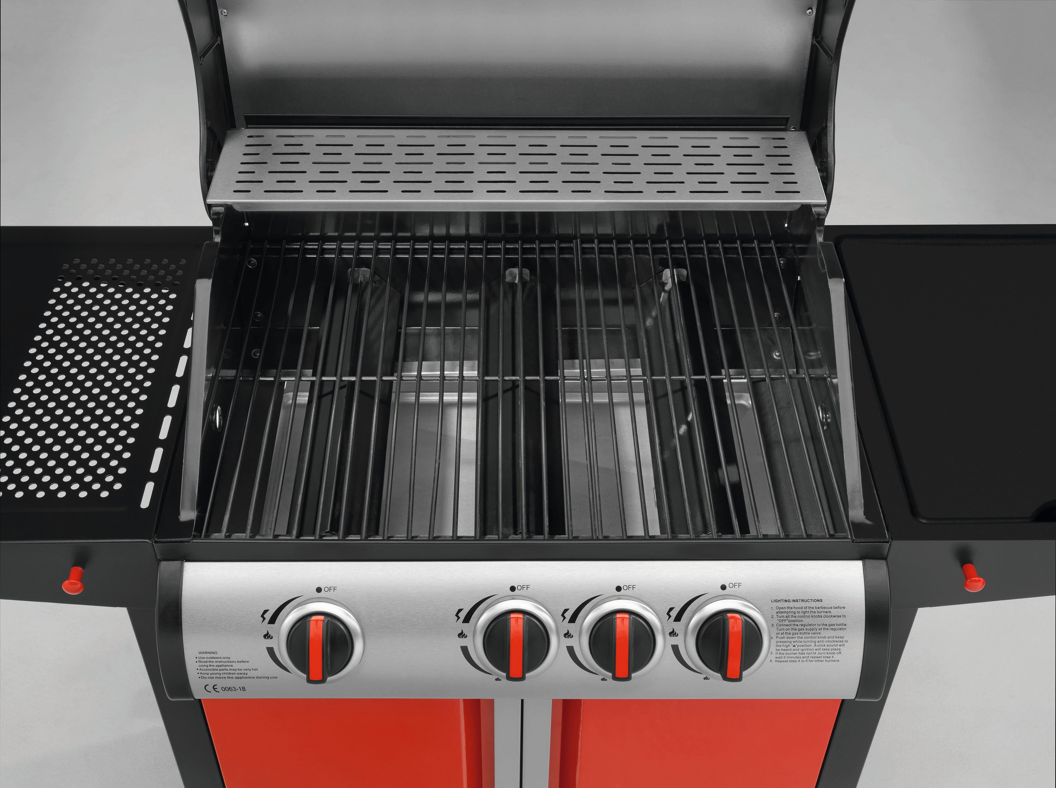 JUSTUS 130704 Genius Gasgrill, Rot/Schwarz (6000 Watt)