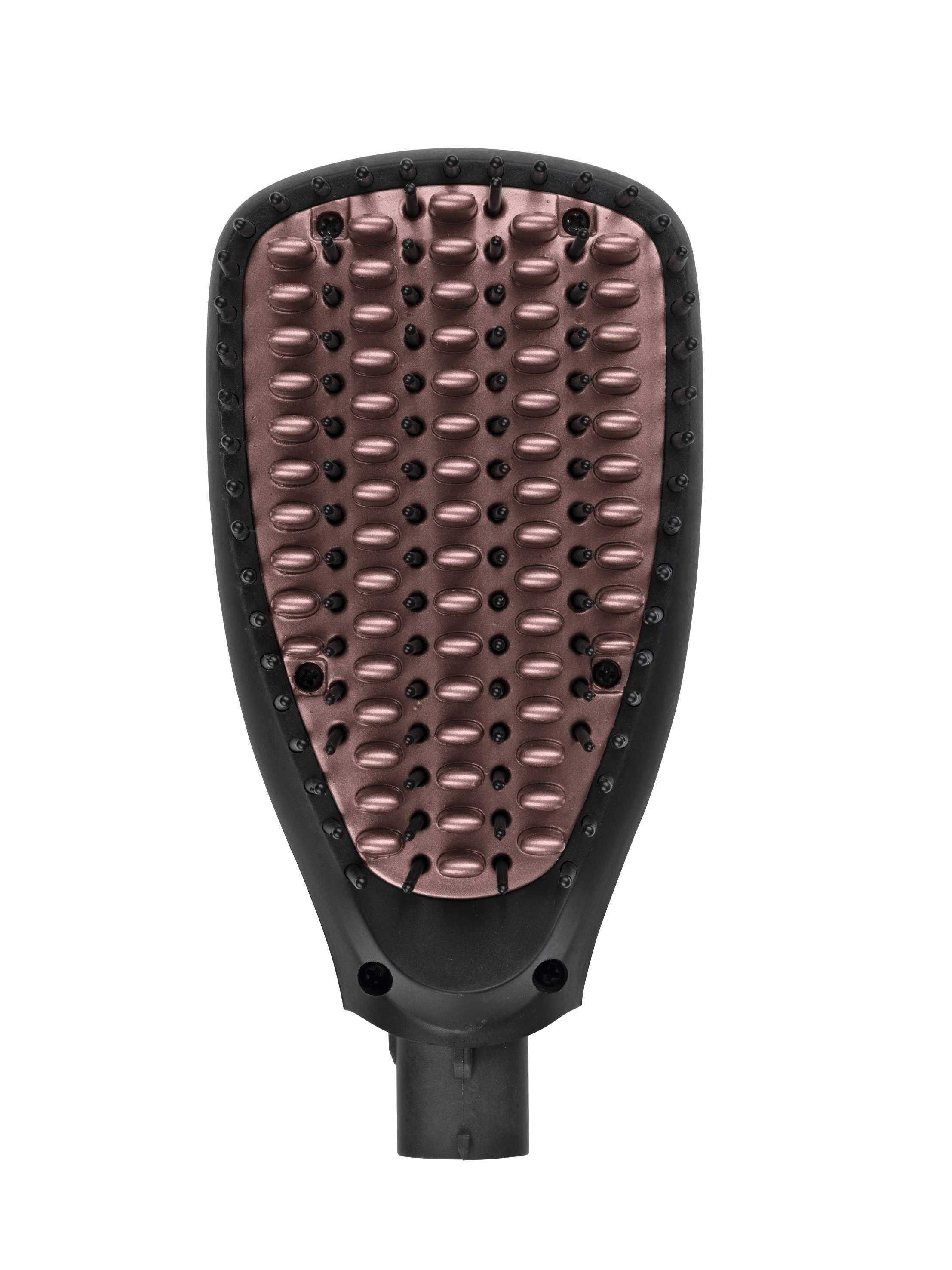 Eine Haarglättungsbürste mit braunen Borsten und einem schwarzen Griff.