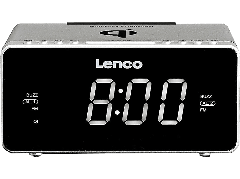LENCO Wekkerradio met inductielader FM CR-550 Zilver (CR-550SI)