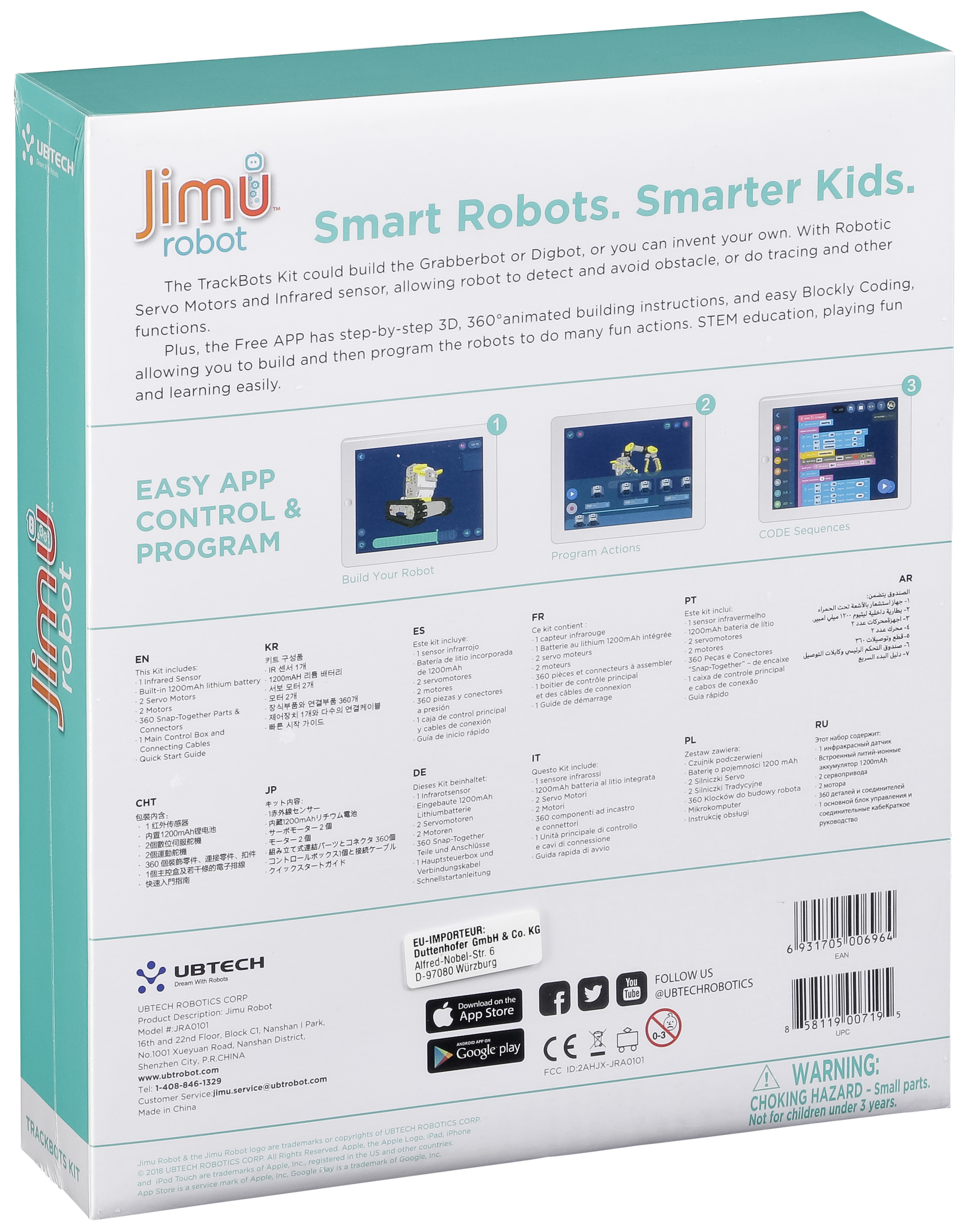 UBTECH JIMU Trackbots programmierbarer Roboter Bausatz App-gesteuertes Spielzeug, Mehrfarbig