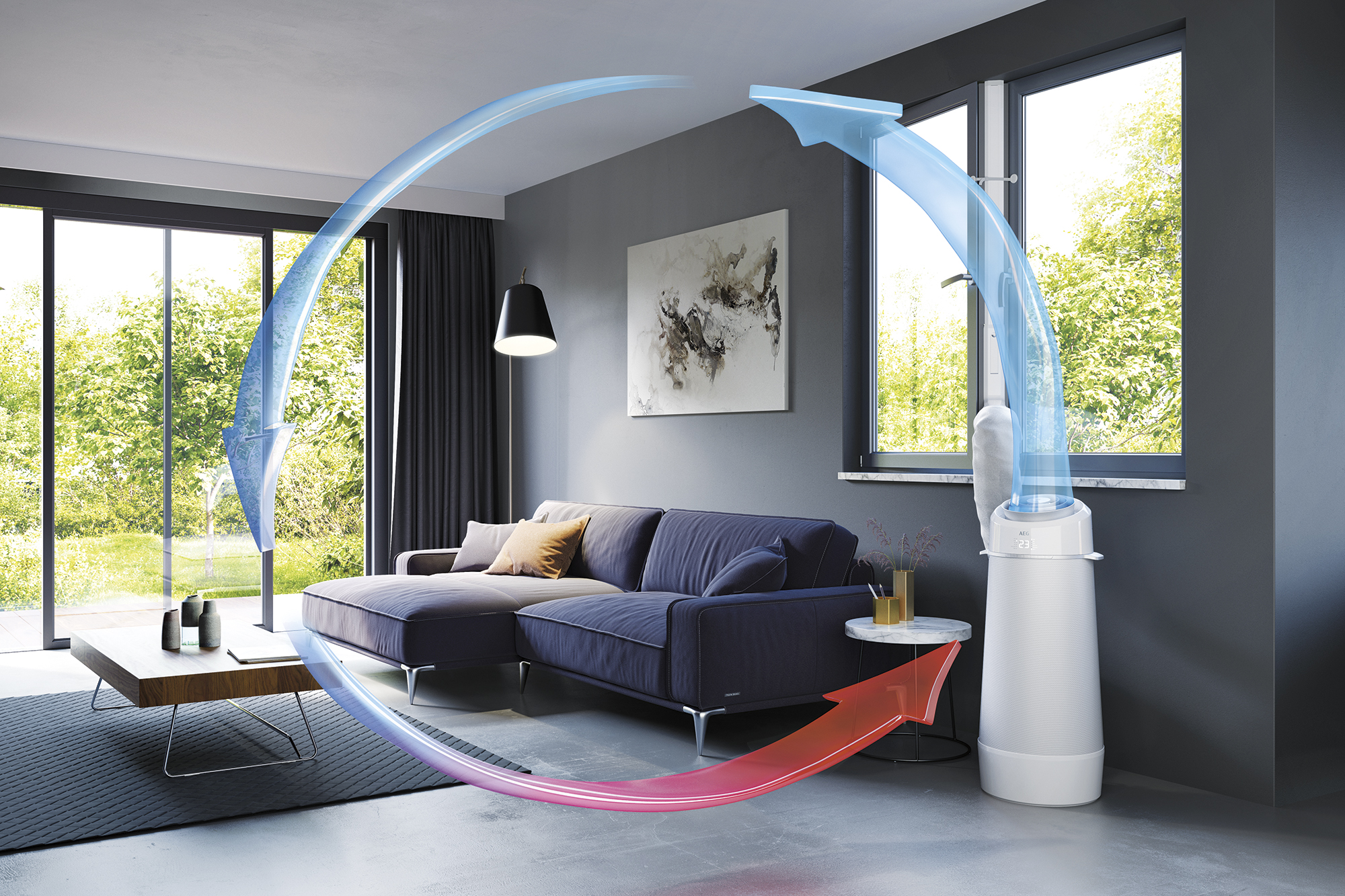 Klimagerät WiFi Raumgröße: WT PX71-265 A+) (Max. 40 AEG m², Weiß/Grau inkl. EEK: