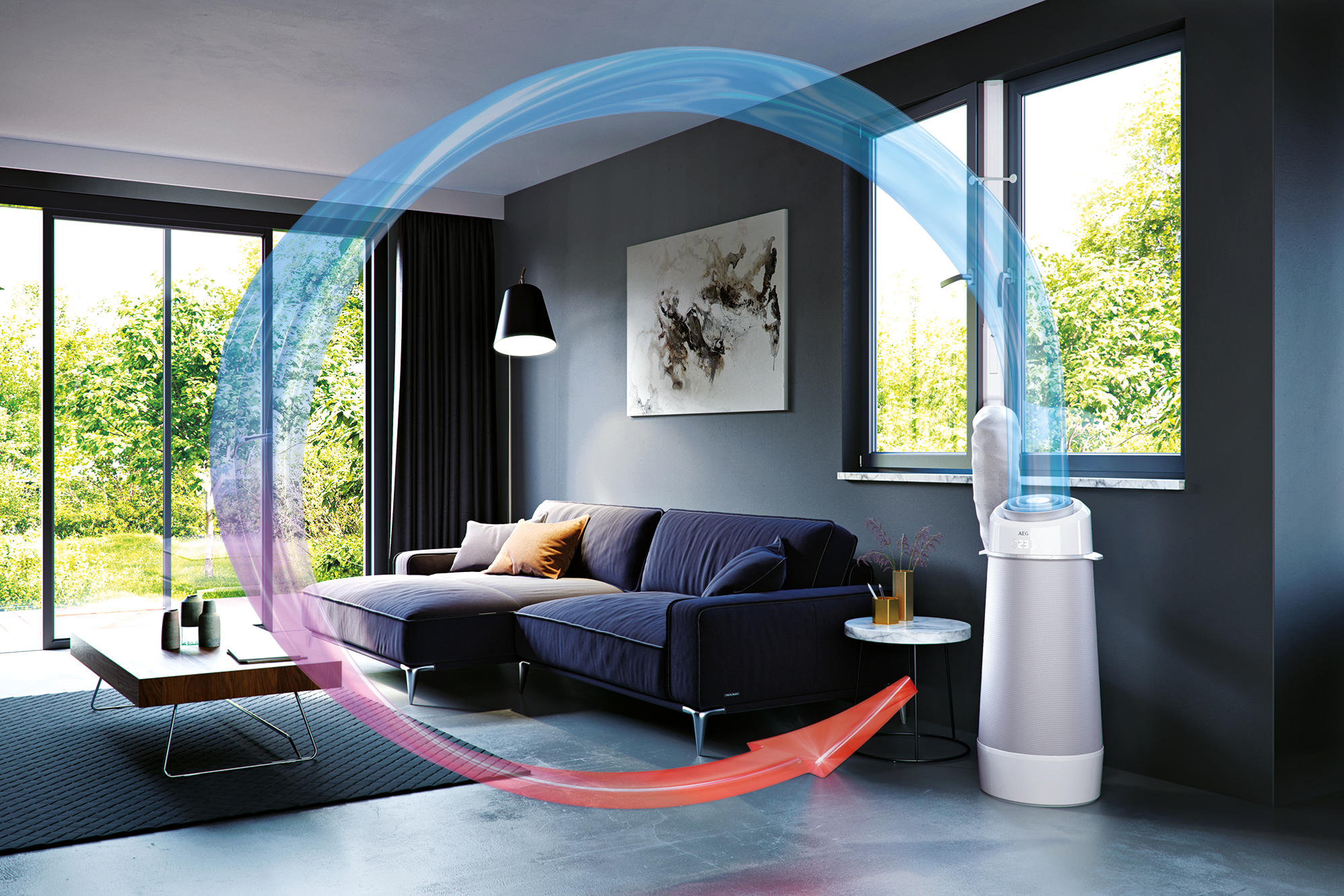 Klimagerät WiFi Raumgröße: WT PX71-265 A+) (Max. 40 AEG m², Weiß/Grau inkl. EEK: