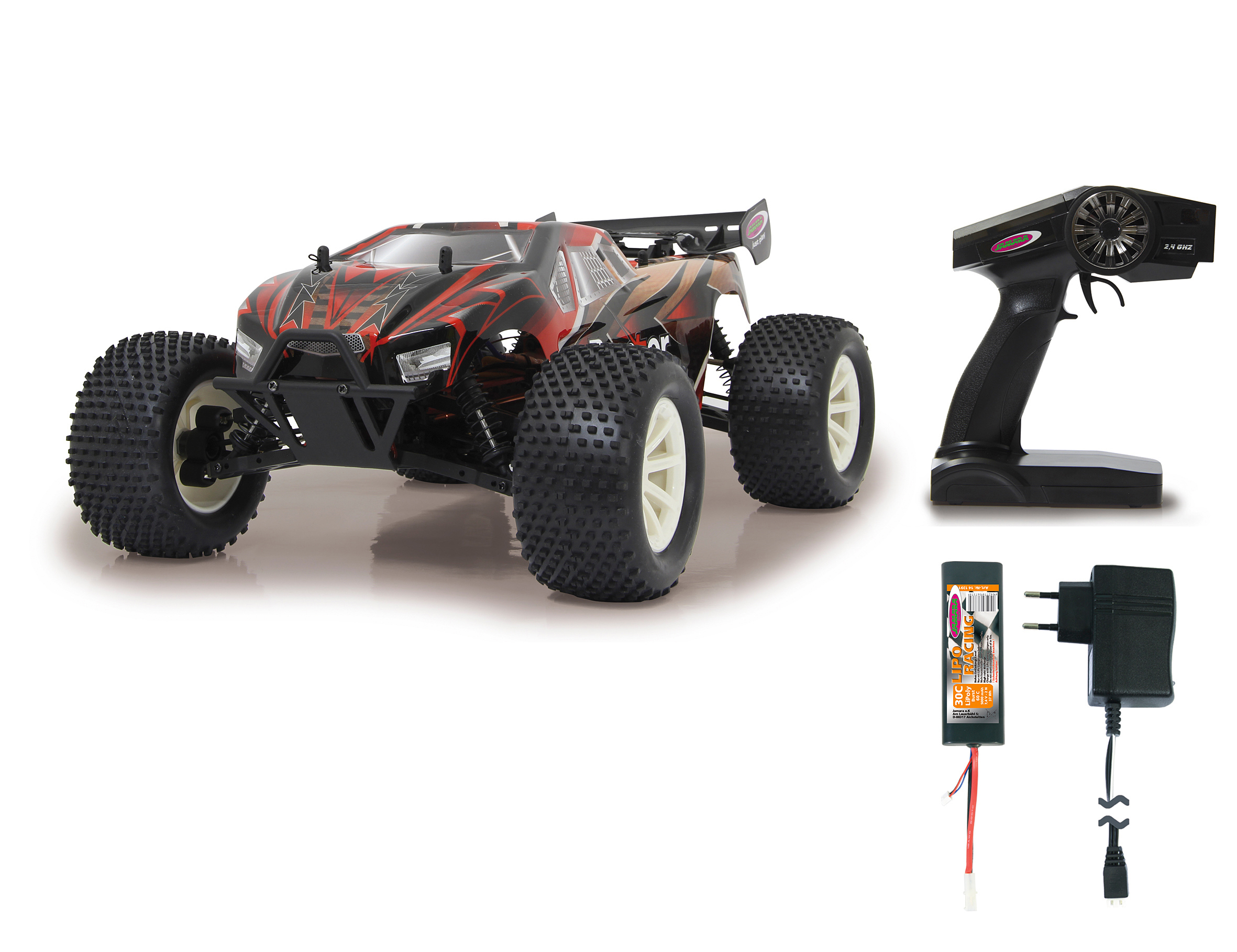 JAMARA RC Truggy 1:10 LiPo RC Fahrzeug, Schwarz/Rot