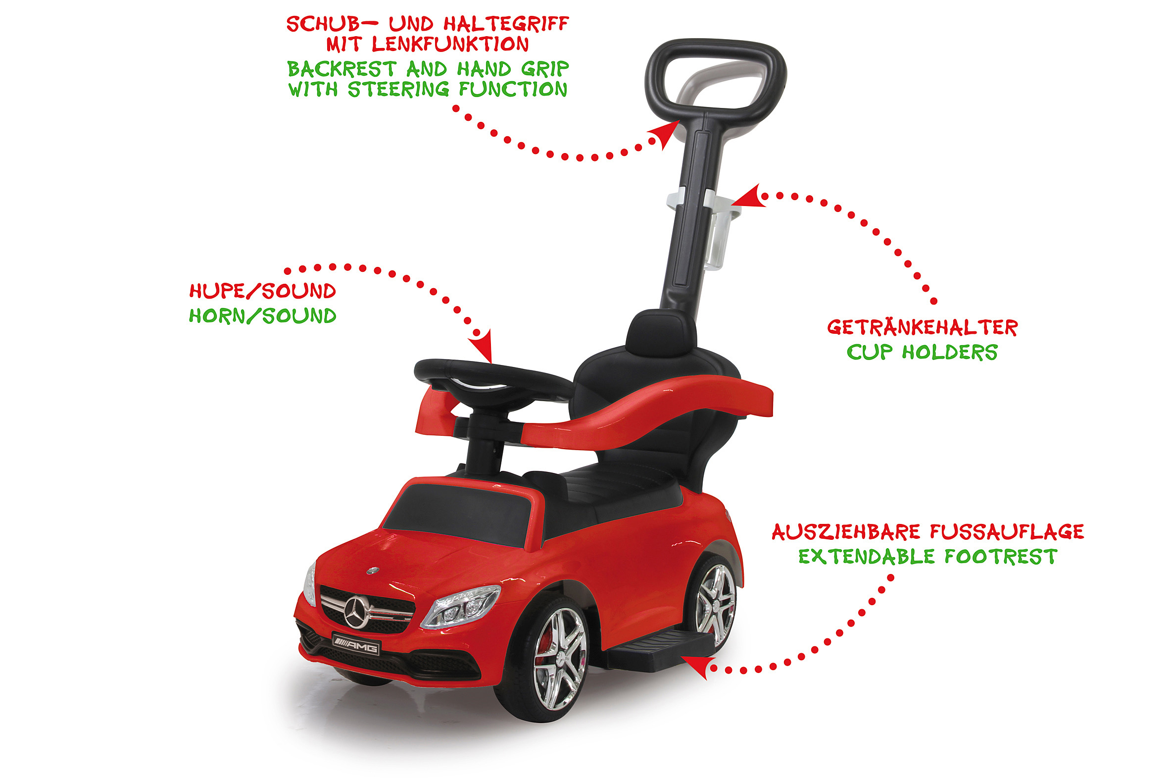 JAMARA KIDS Mercedes AMG C63 3in1 Rutscher Rot/Schwarz