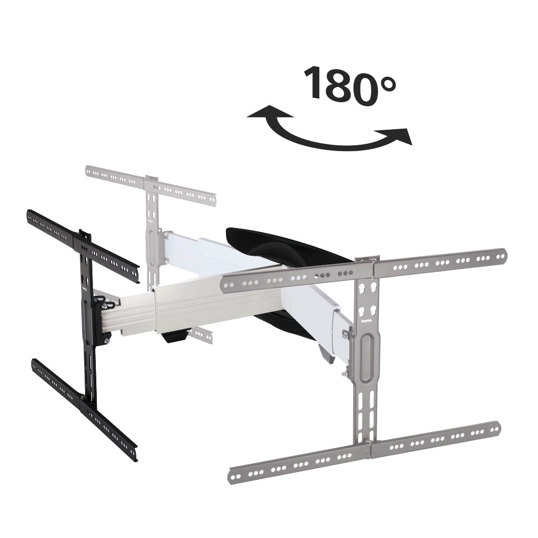HAMA FULLMOTION, 5 Sterne, Curved-TV Wandhalterung, max. 65 Zoll, Neigbar, rotierbar, Schwenkbar, Schwarz/Weiß