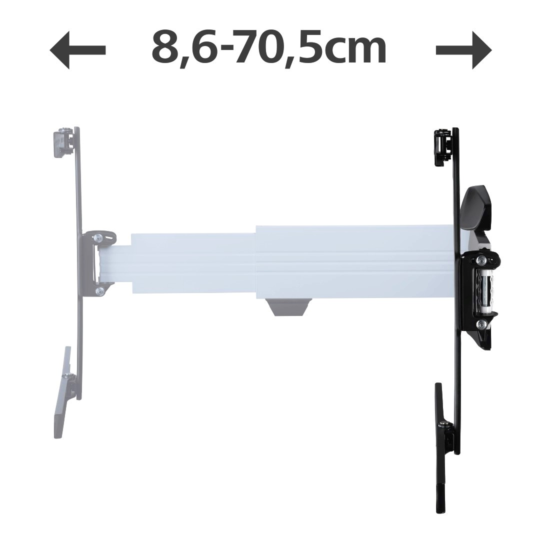 HAMA FULLMOTION, 5 Sterne, Curved-TV Wandhalterung, max. 65 Zoll, Neigbar, rotierbar, Schwenkbar, Schwarz/Weiß