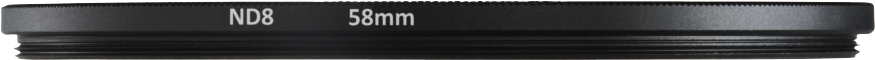 Filtre d'objectif noir ND8 58 mm.