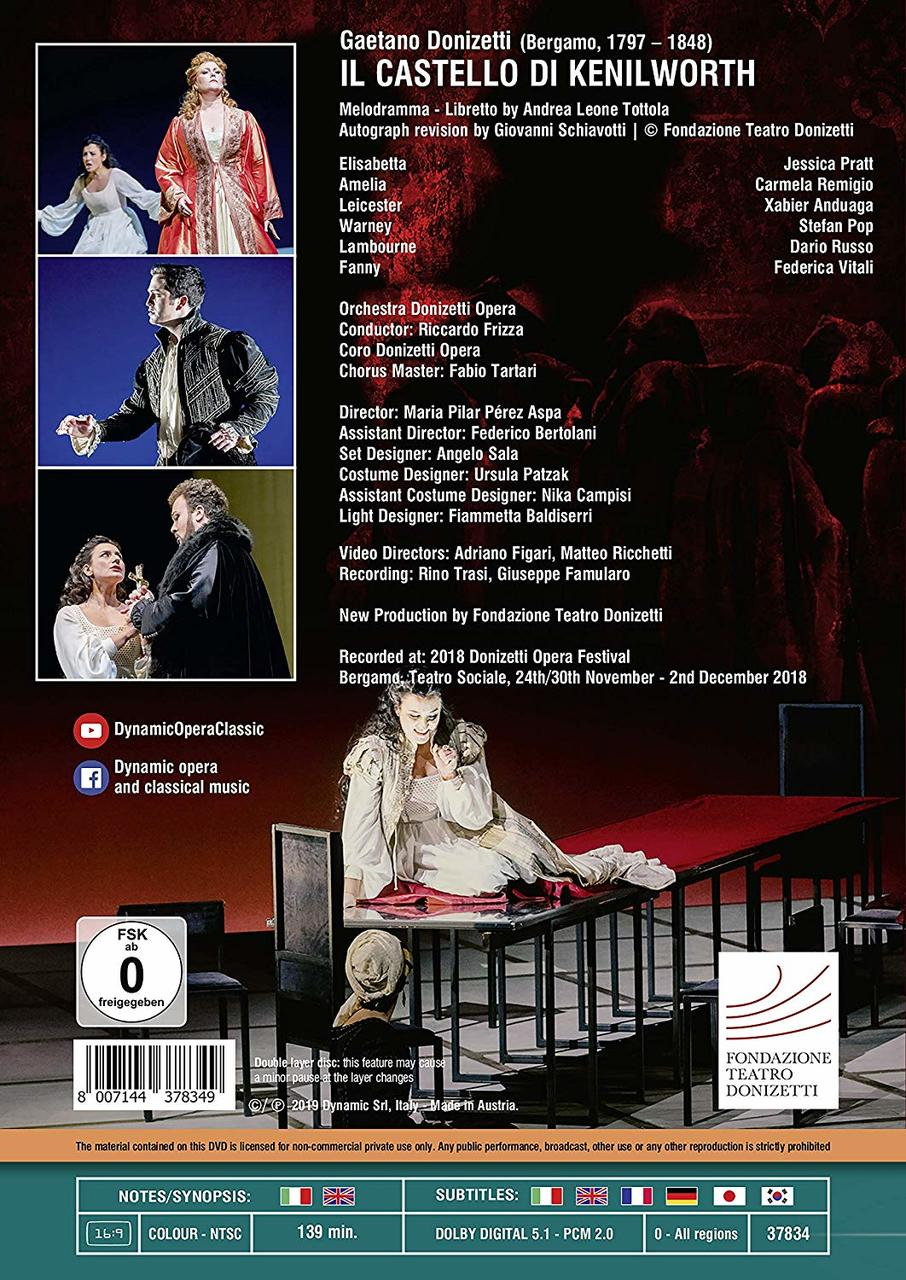 - - Jessica Coro Remigio (DVD) Anduaga, Donizetti Pratt, Il Stefan Orchestra Xabier Opera, Castello Donizetti Carmela Opera, di Pop, Kenilworth