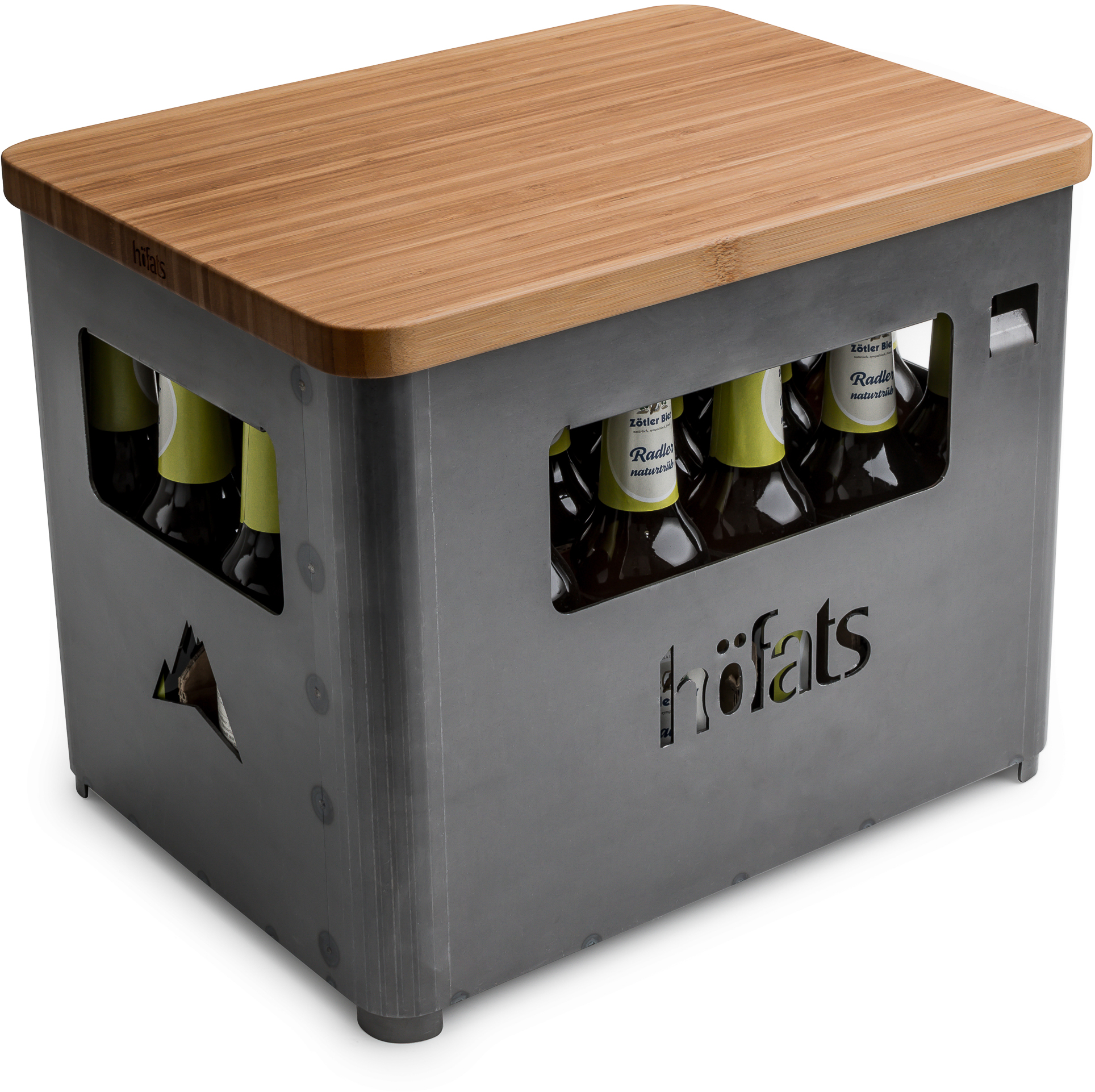 HÖFATS Beer box mit Grillrost und Auflagebrett - Grill Set (Schwarz/Holz/Edelstahl)