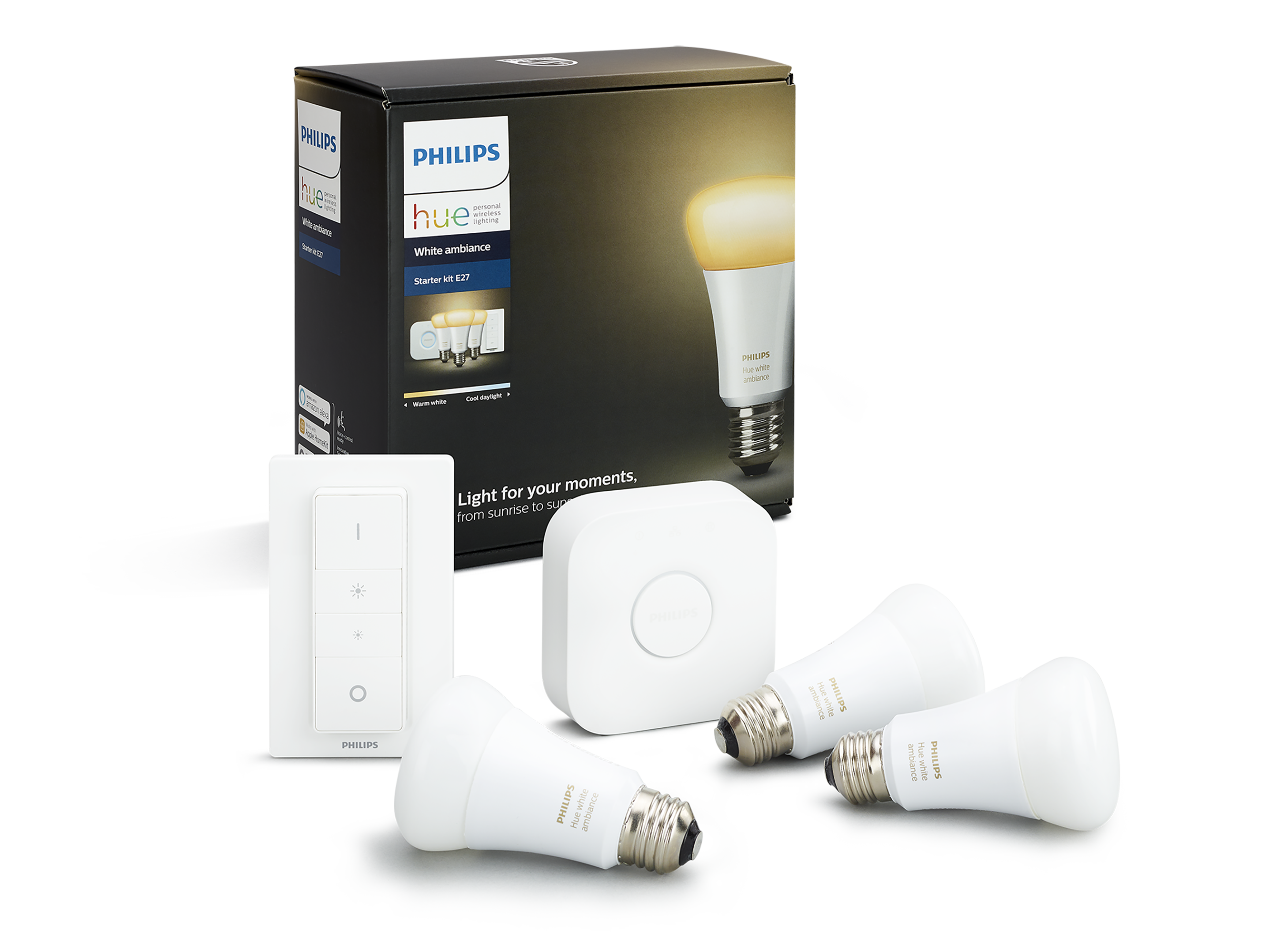 PHILIPS HUE White Ambiance Starterkit inclusief dimmer switch E27