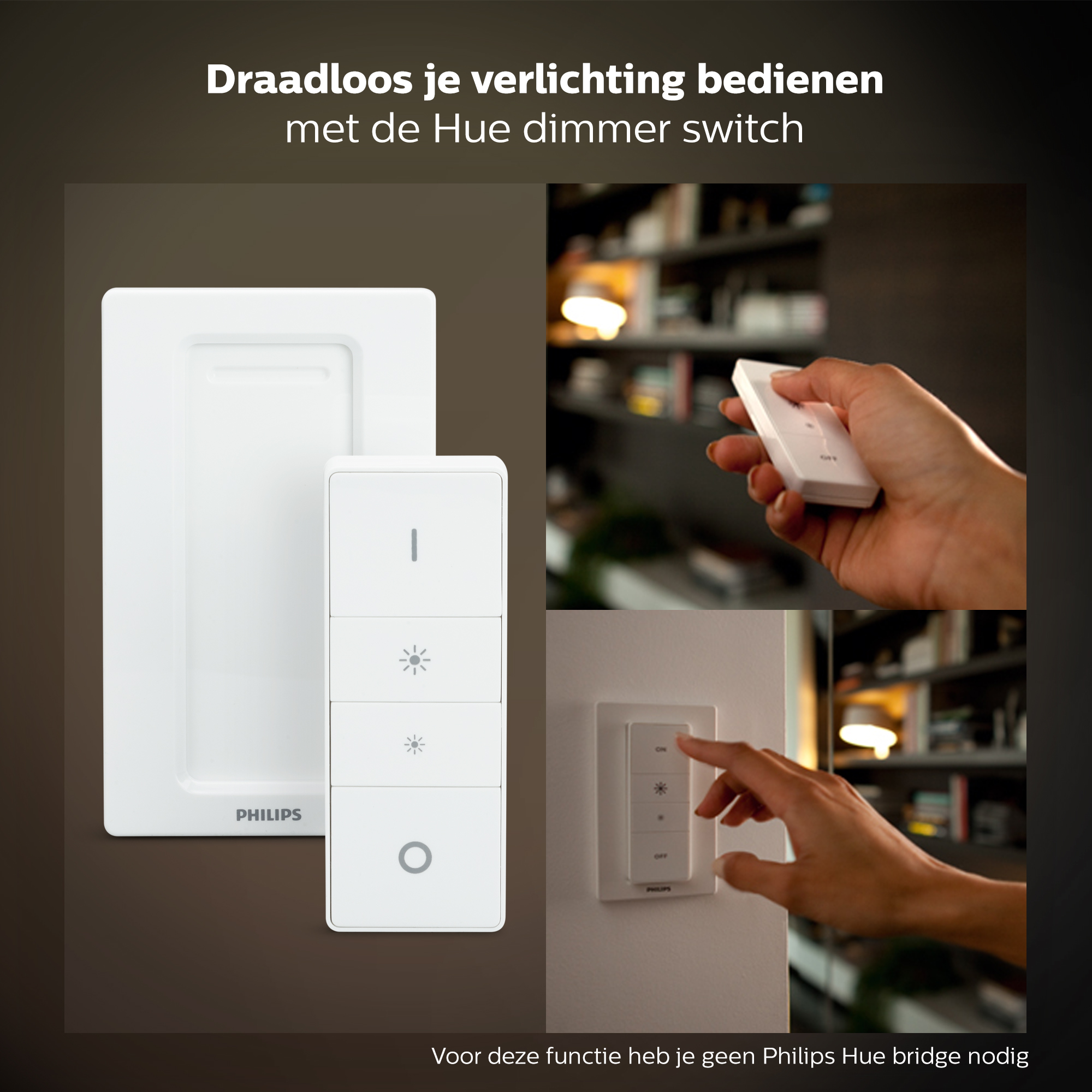 PHILIPS HUE White Ambiance Starterkit inclusief dimmer switch E27
