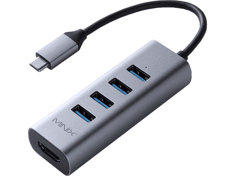 MINIX Adapter USB-C - HDMI + Hub USB 3.0 4 ports Space Grey (NEO-C-UHGR)