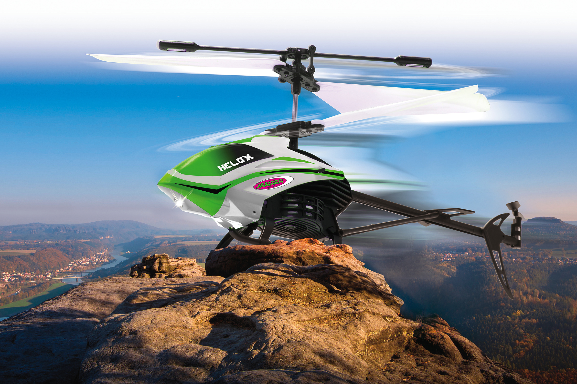 JAMARA KIDS Helox 3+2Kanal Heli R/C Helikopter Weiss/Grün/Schwarz