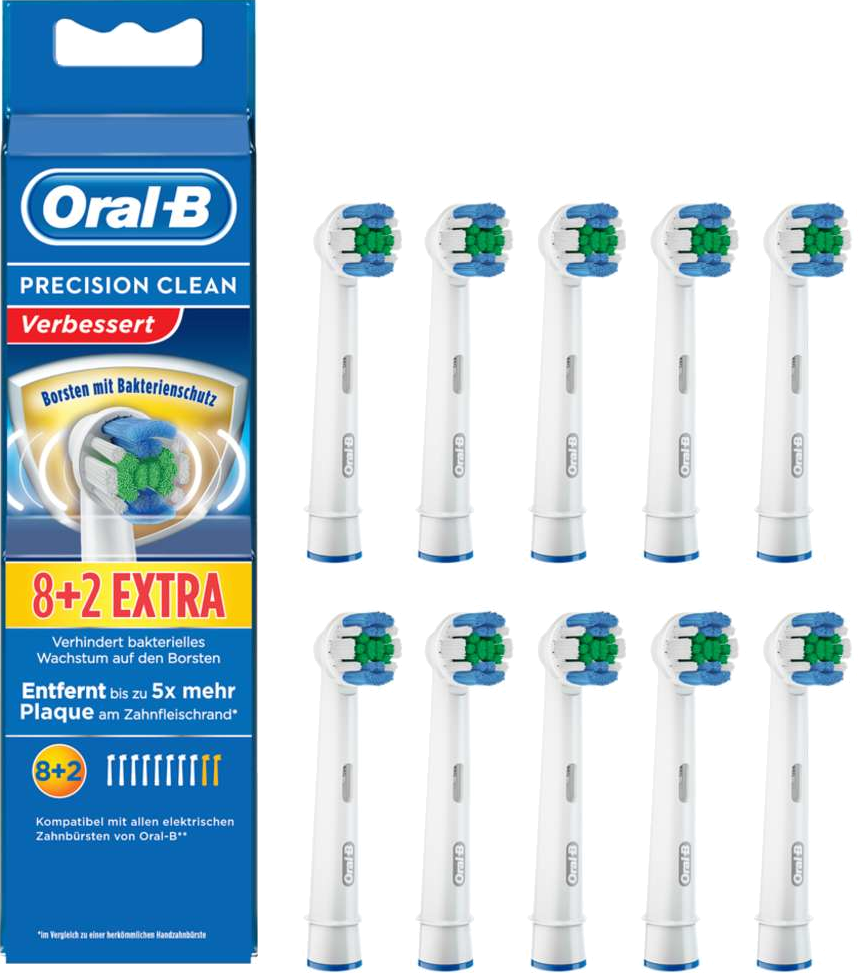 ORAL-B Aufsteckbürsten Precision Clean 8+2er mit Bakterienschutz