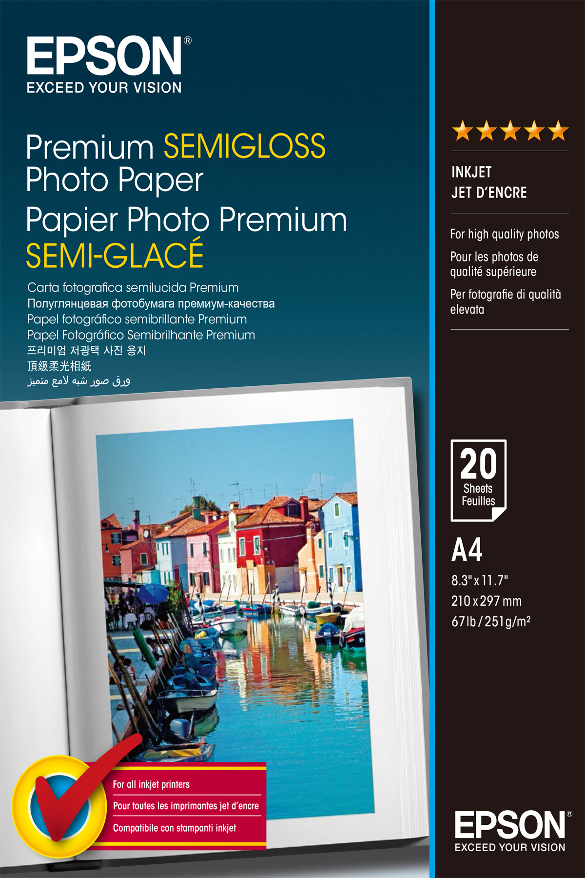 EPSON C13S041332 Premıum Semıgloss Photo Paper,A4,20Syf.251G