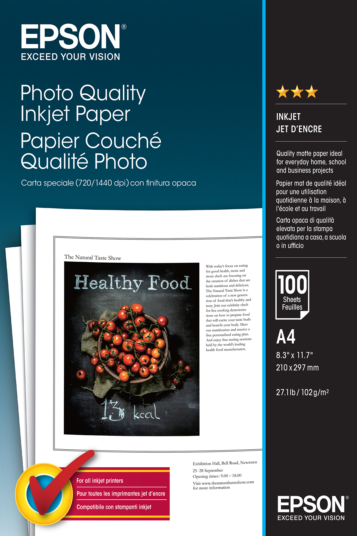 EPSON C13S041061 Photoqualıty Ink Jet Paper,A4,1440Dpı,100Syf.102G
