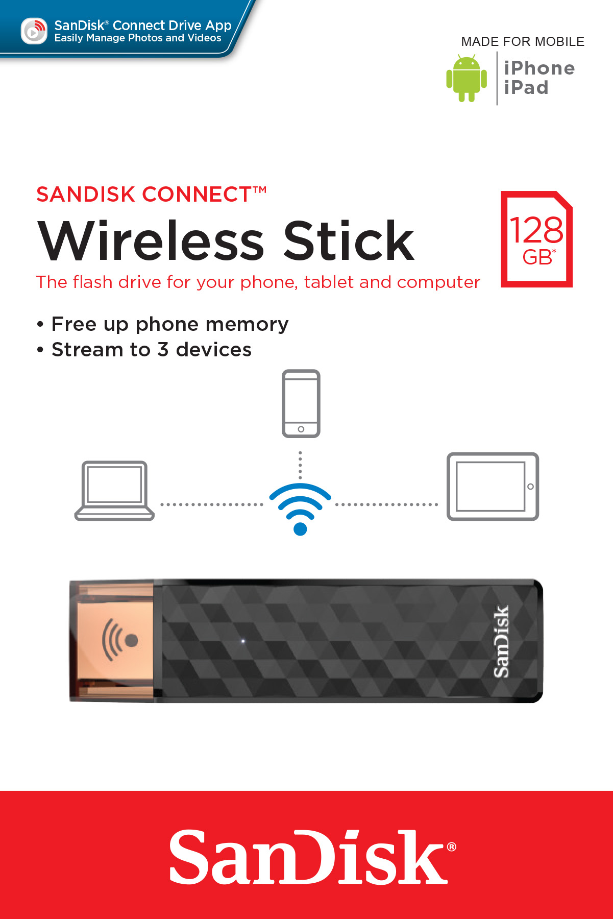 SANDISK 128Gb Connect Wıreless Usb Sandısk Sdws4-128G-G46