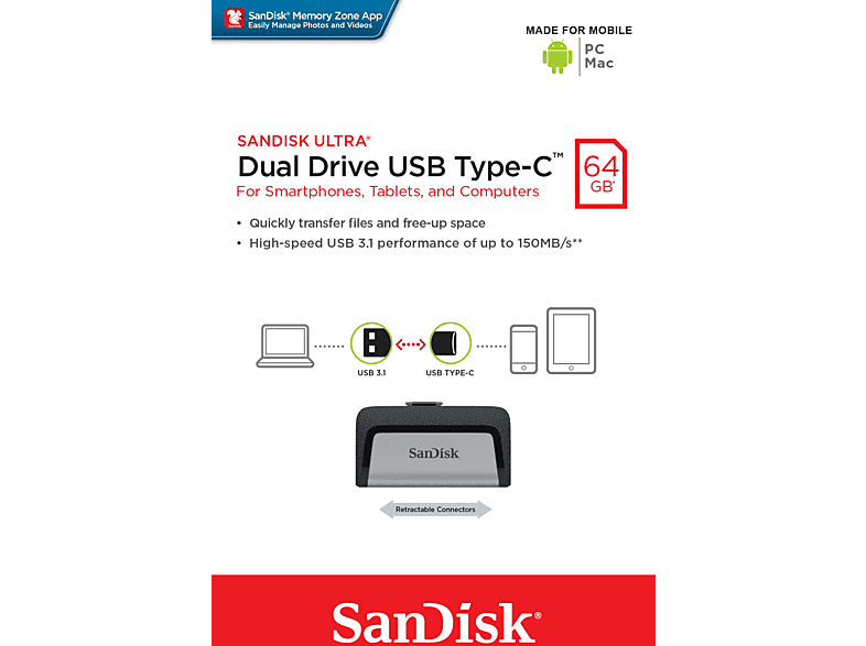 SANDISK 64Gb Type-C Dualdrive USB Bellek_4