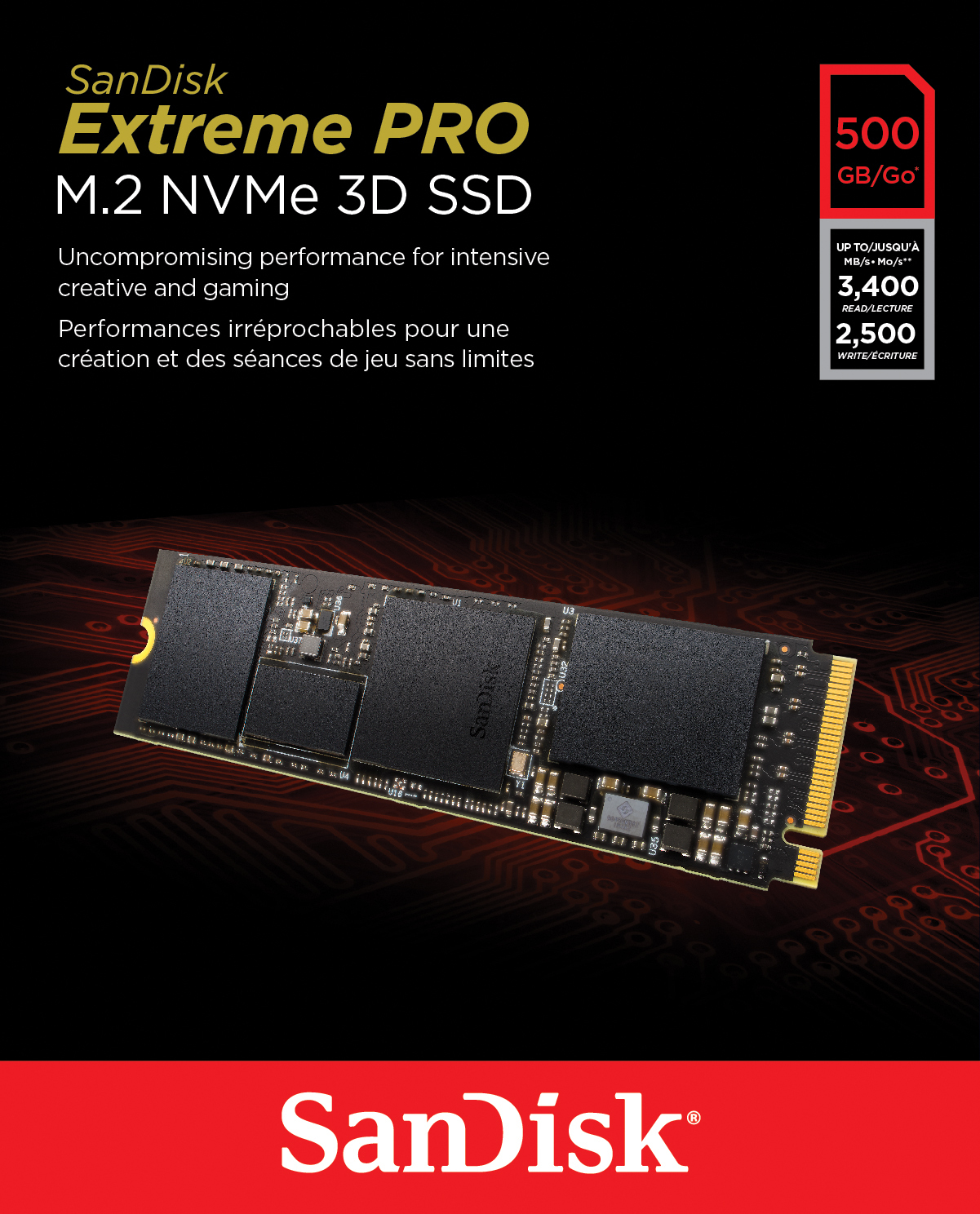 SANDISK Extreme Pro 500GB 3400MB Okuma 2500MB Yazma SSD