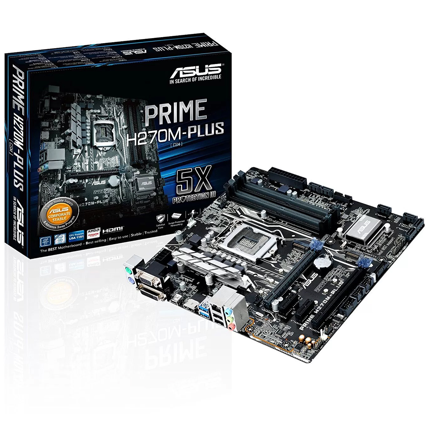 ASUS Prıme H270M-Plus Intel H270 Lga1151 Ddr4 2400 Hdmı Dvı Vga M2 Usb3.1 Matx
