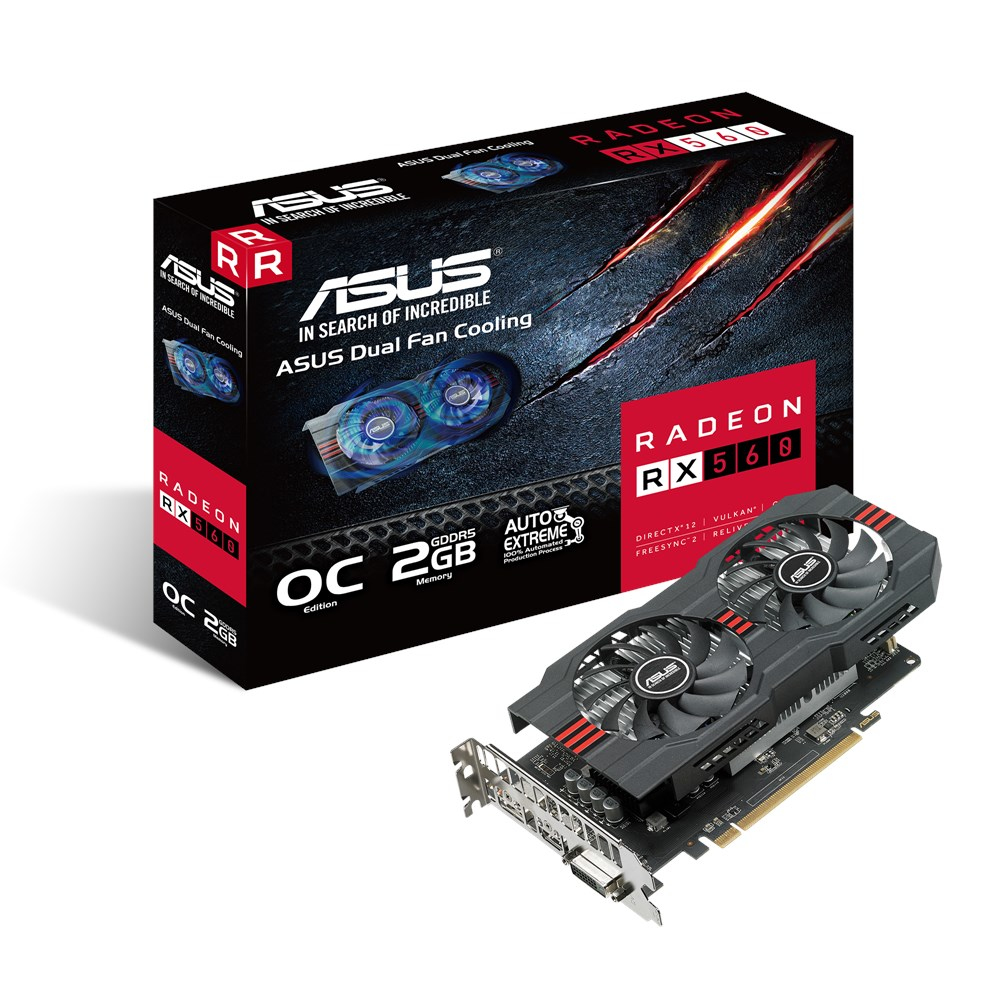 Tarjeta gráfica - ASUS, RADEON RX 560 OC, 2GB, GDDR5, 1210MHZ