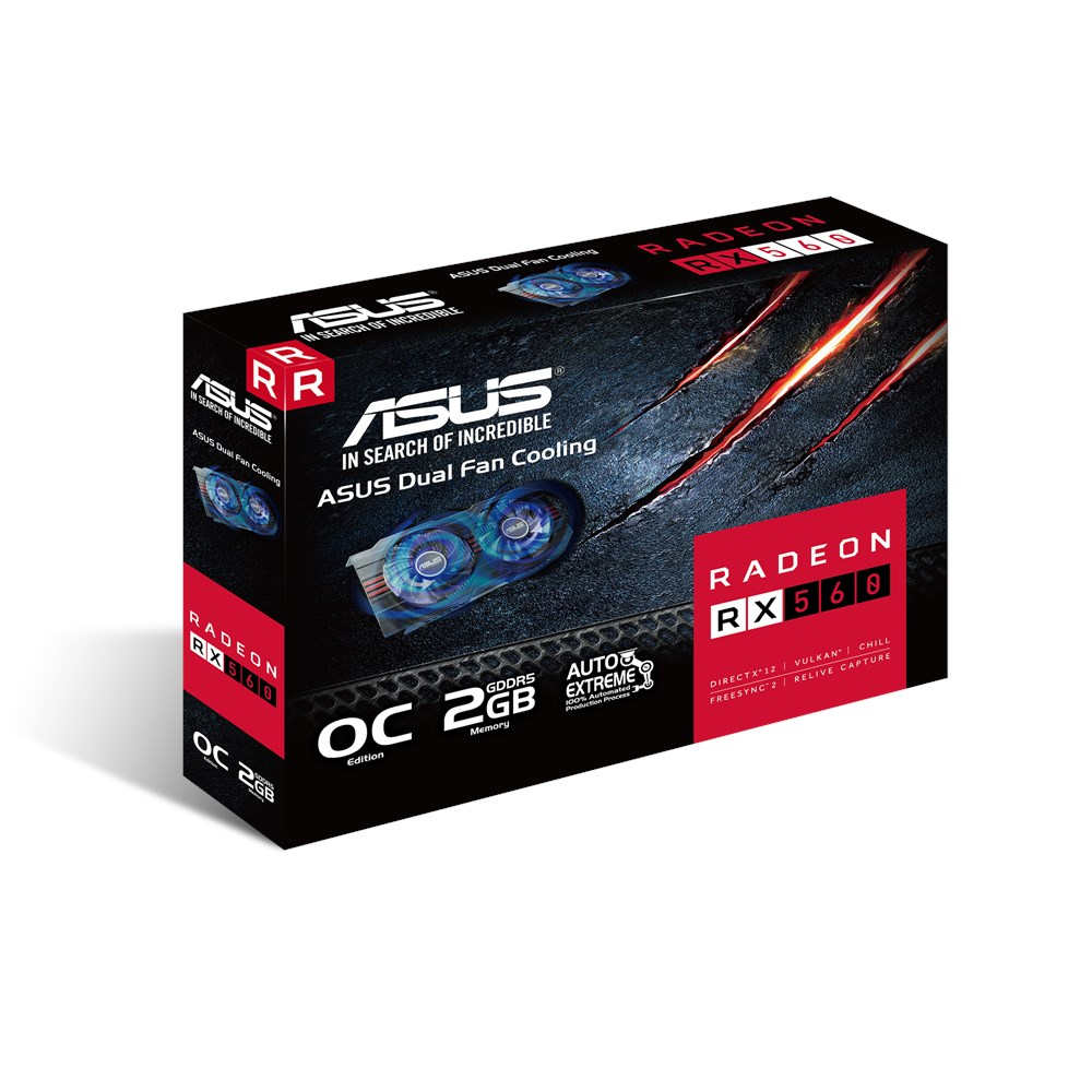 Tarjeta gráfica - ASUS, RADEON RX 560 OC, 2GB, GDDR5, 1210MHZ