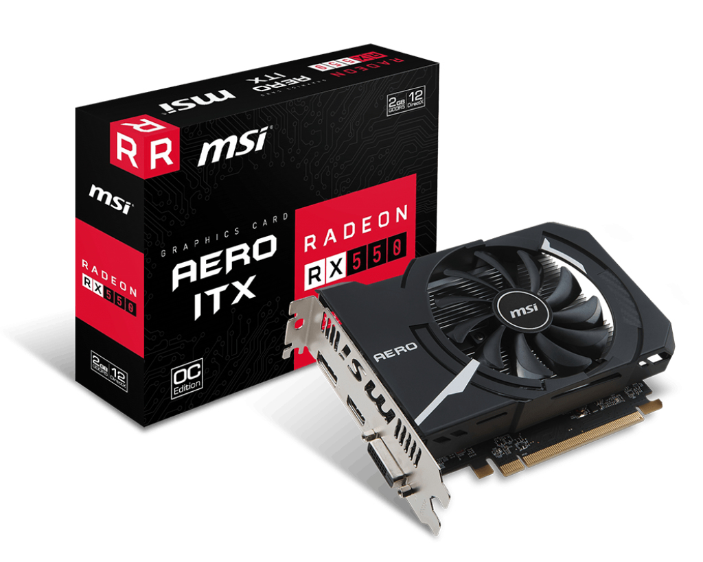MSI Msı Vga Radeon Rx 550 Aero Itx 2G Oc Rx550 2Gb Gddr5 128B Dx12 Pcıe 3.0 X16 (1Xdvı 1Xhdmı Dp)