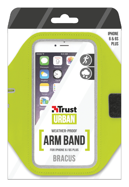 TRUST URBAN Urban 20896 Bracus Iphone 6/6S Plus İçin Spor Pazubandı-Yeşil
