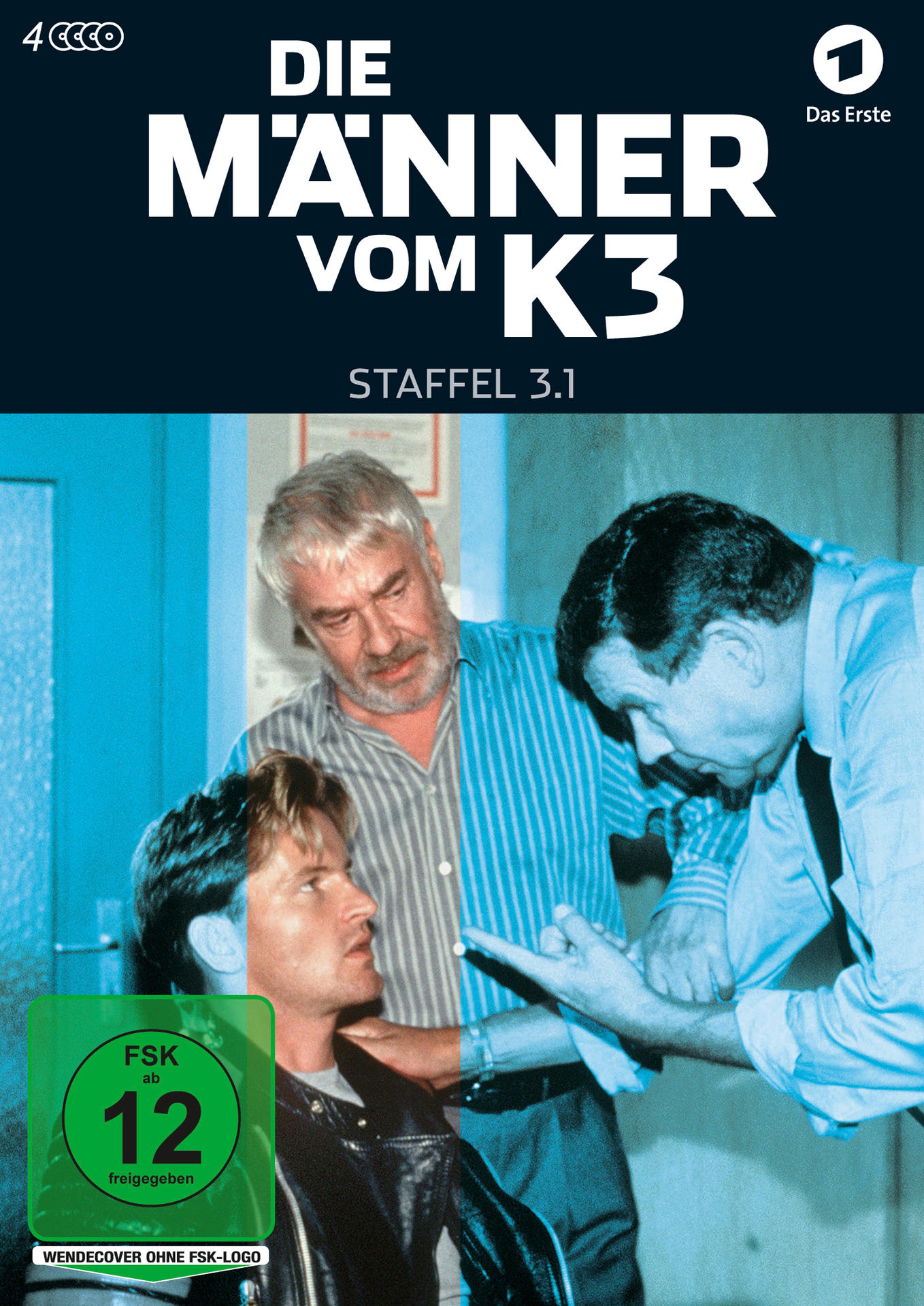 Filmposter mit drei Männern. Titel: Die Männer vom K3, Staffel 3.1. Enthält ein FSK 12-Logo.