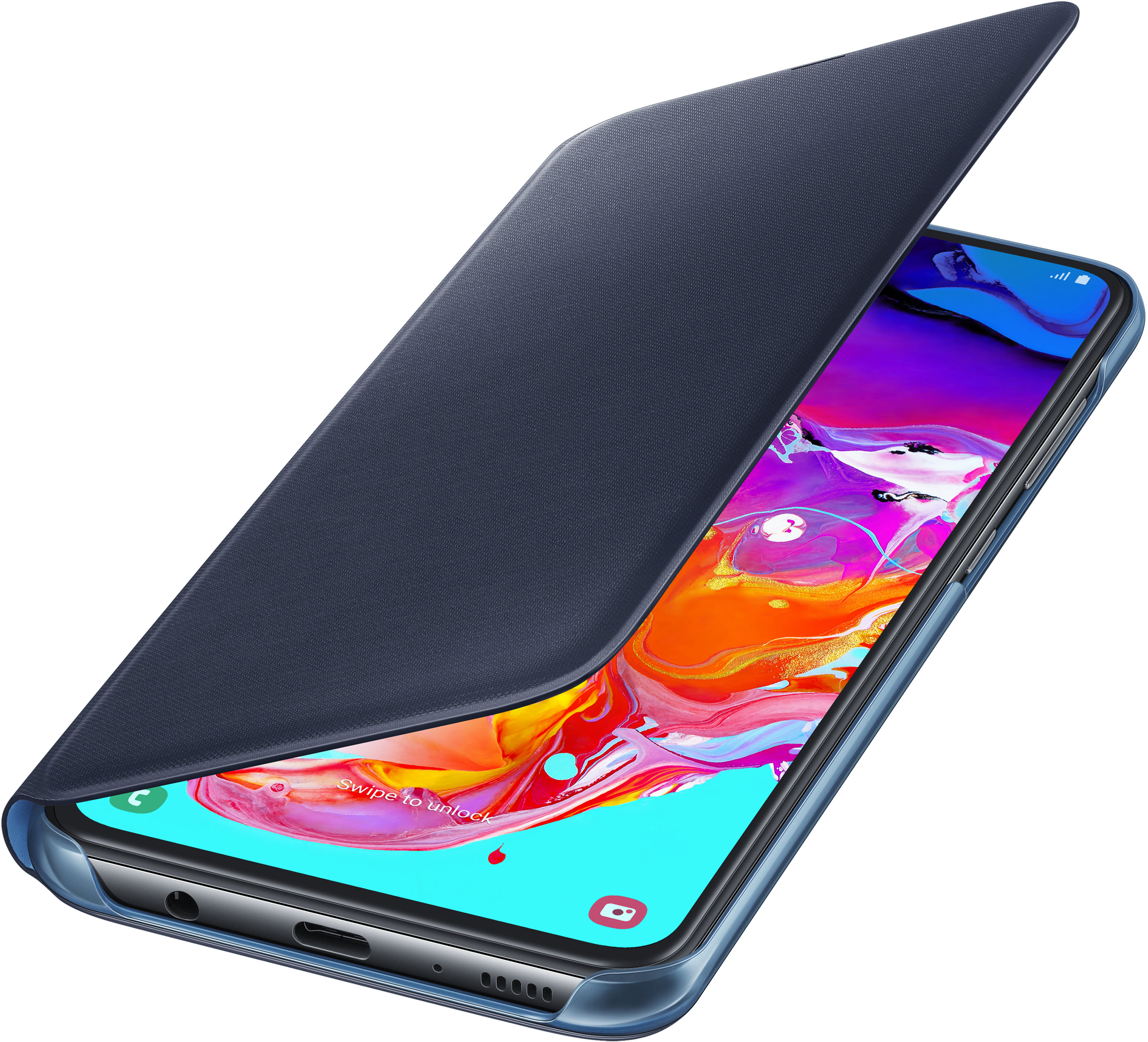 SAMSUNG Flip Cover, Bookcover, Samsung, Galaxy A70, Schwarz